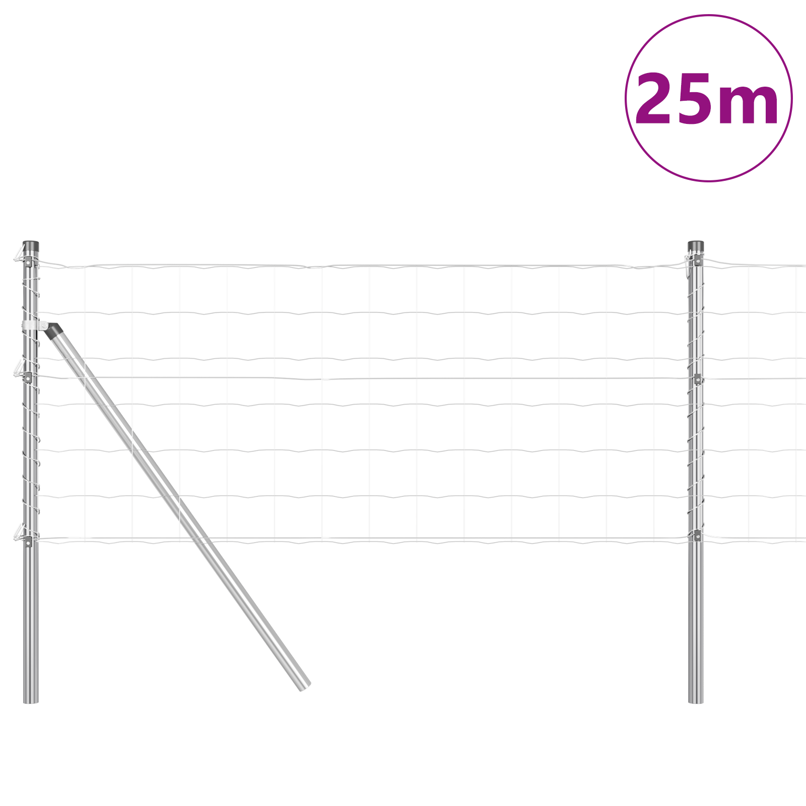 Euro Fence with 13 Posts 0.6x25 m Galvanised Steel - Image 3