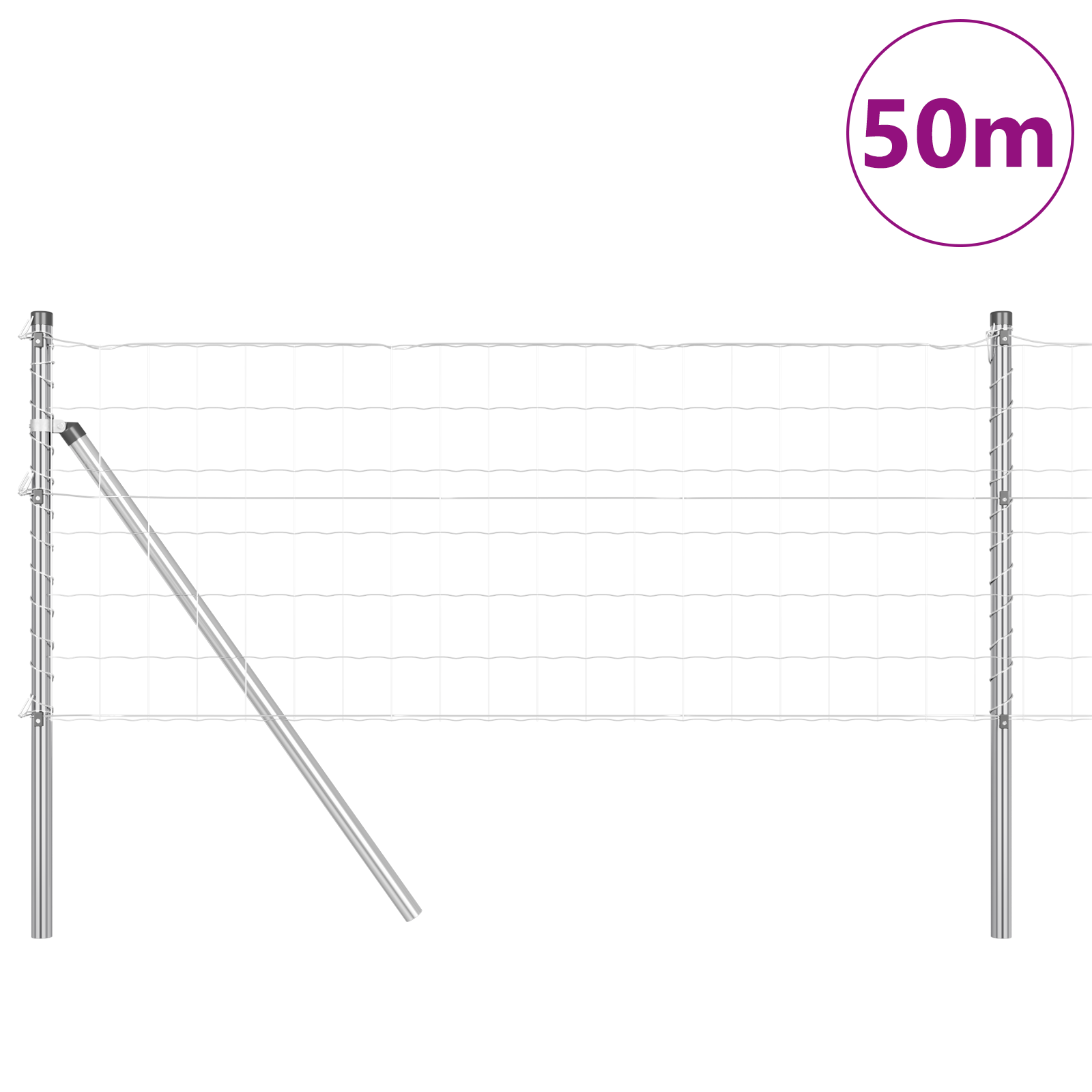 Euro Fence with 13 Posts 0.6x50 m Galvanised Steel - Image 3