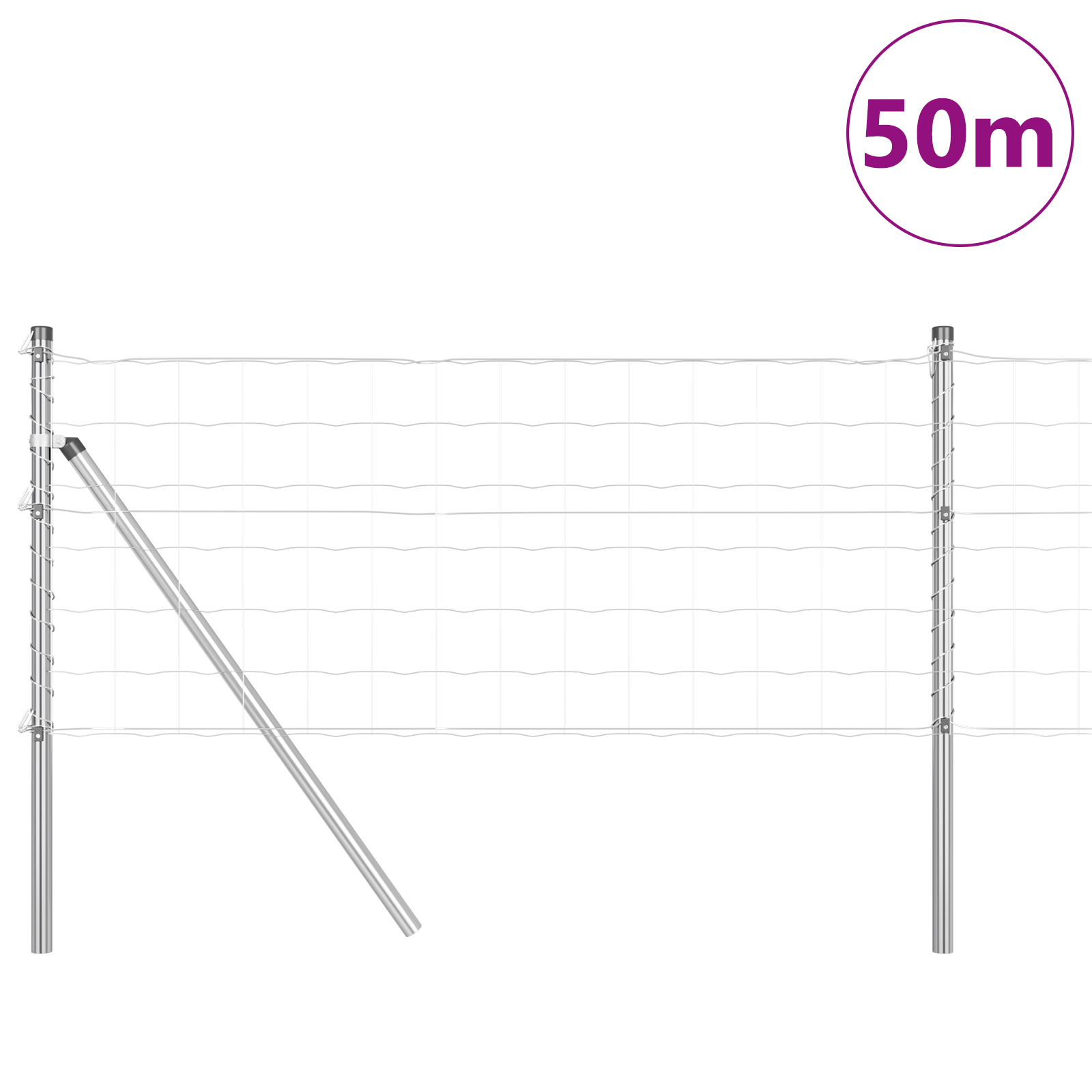 Euro Fence with 13 Posts 0.6x50 m Galvanised Steel - Image 3