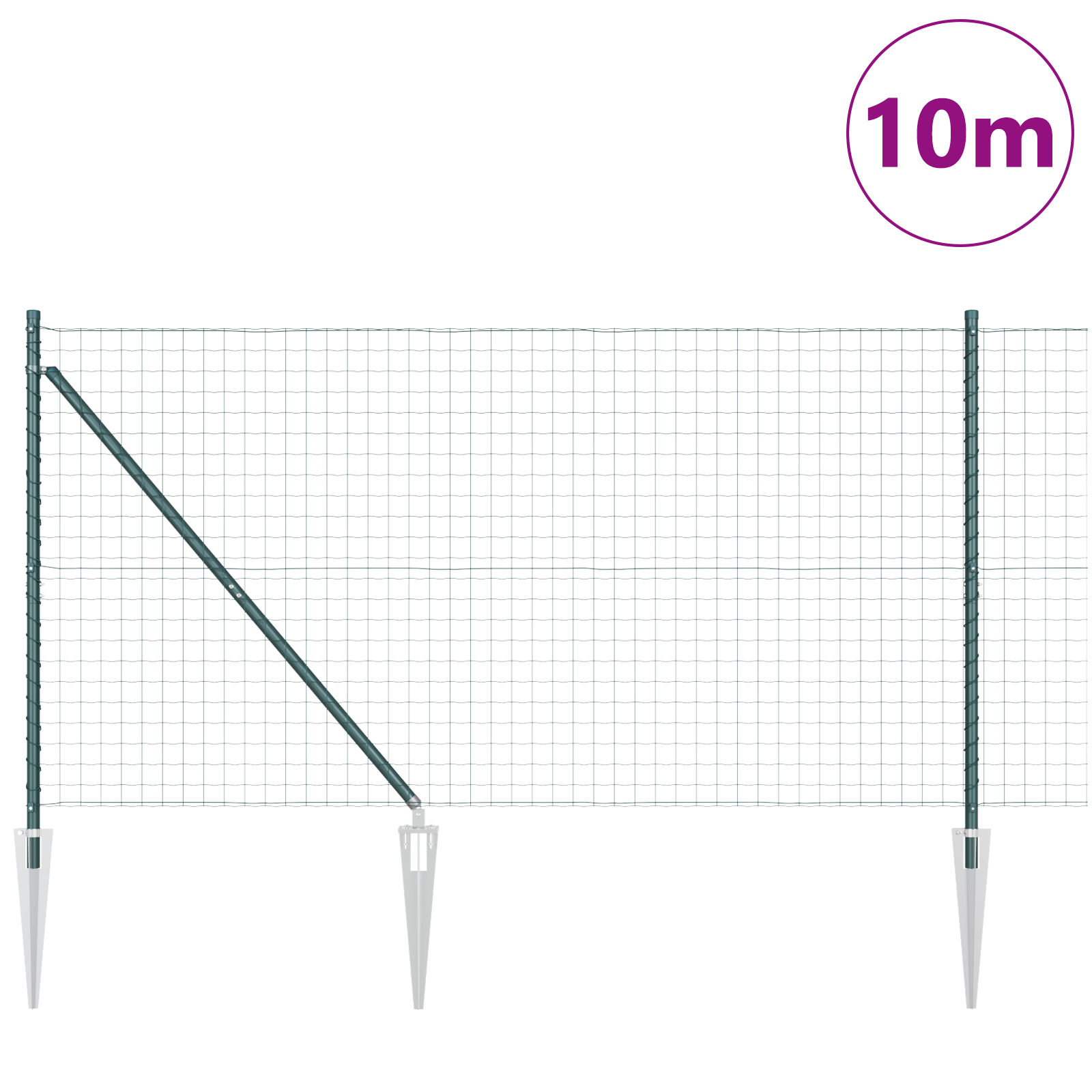 Euro Fence with 7 Spike Posts 1.2x10 m Galvanised Steel Green - Image 3