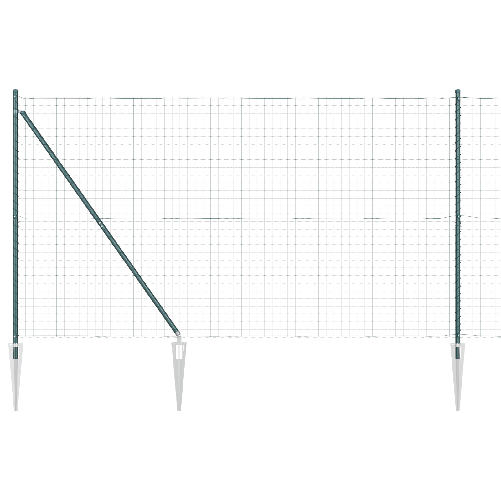 Euro Fence with 7 Spike Posts 1.5x10 m Galvanised Steel Green - Image 2