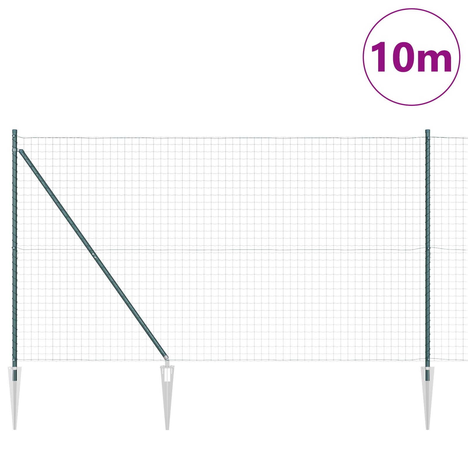 Euro Fence with 7 Spike Posts 1.6x10 m Galvanised Steel Green - Image 3
