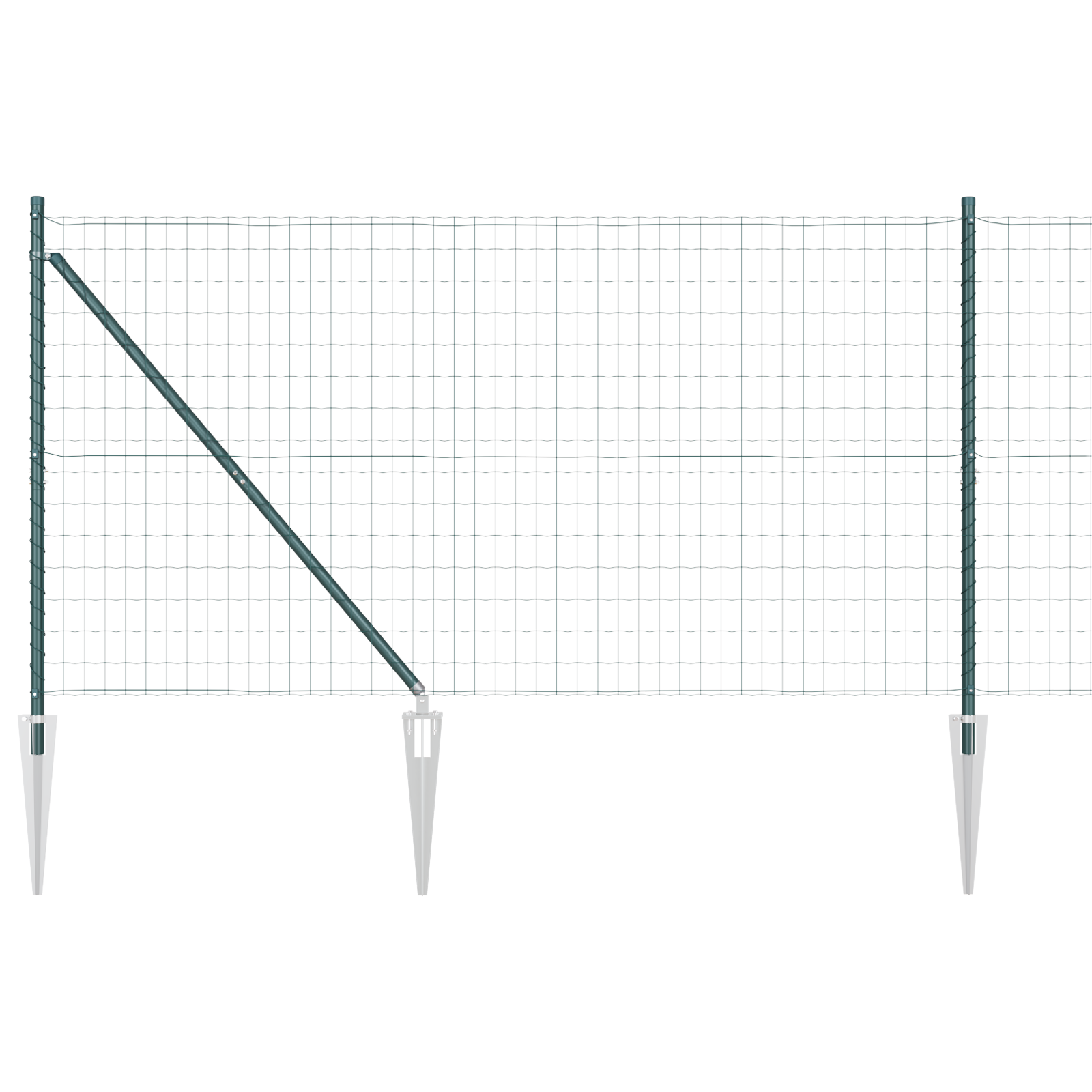Euro Fence with 7 Spike Posts 1.2x10 m Galvanised Steel Green - Image 2