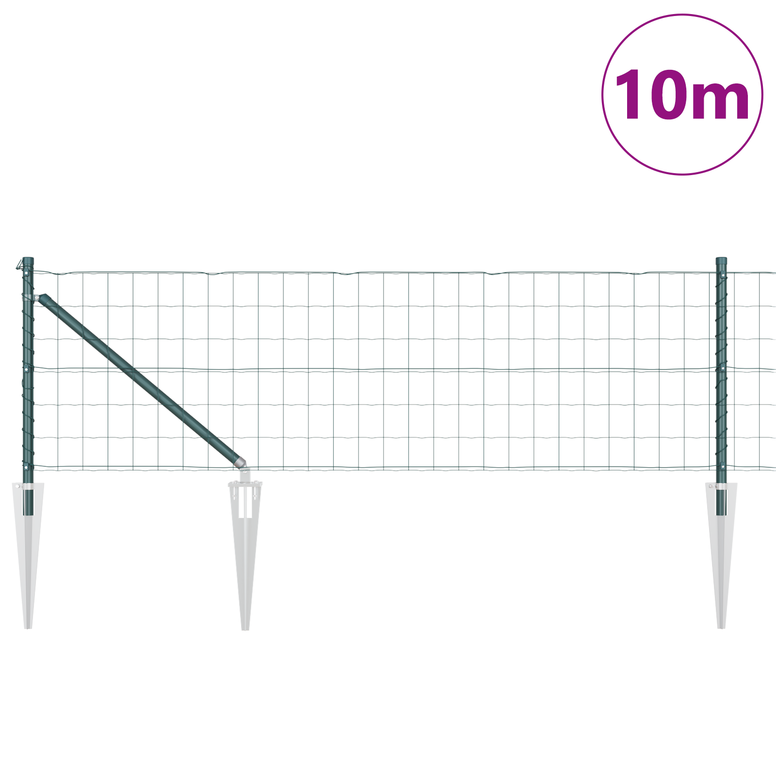 Euro Fence with 7 Spike Posts 0.4x10 m Galvanised Steel Green - Image 3