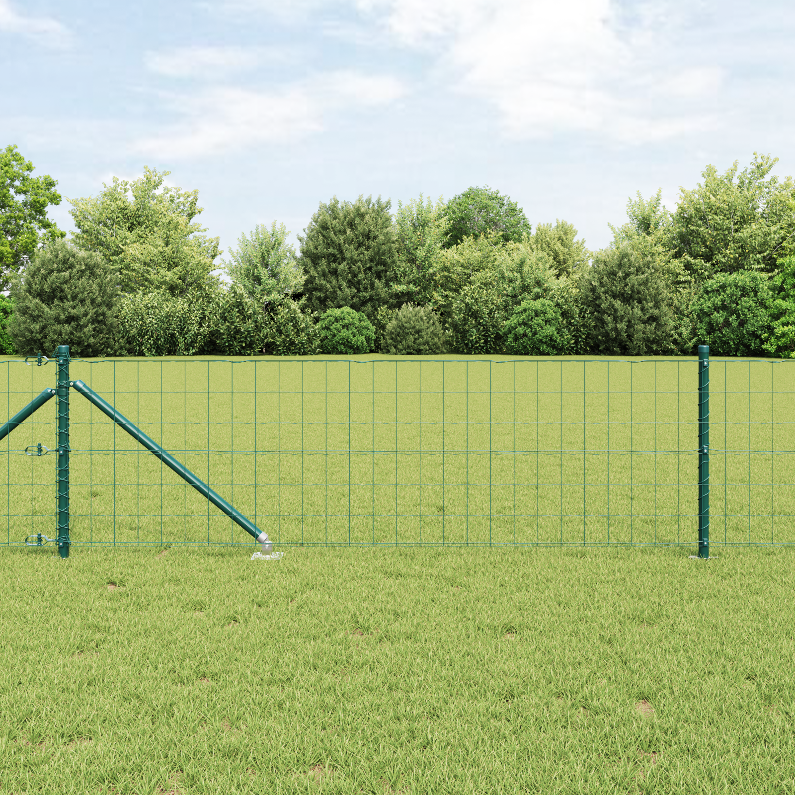Euro Fence with 7 Spike Posts 0.8x10 m Galvanised Steel Green
