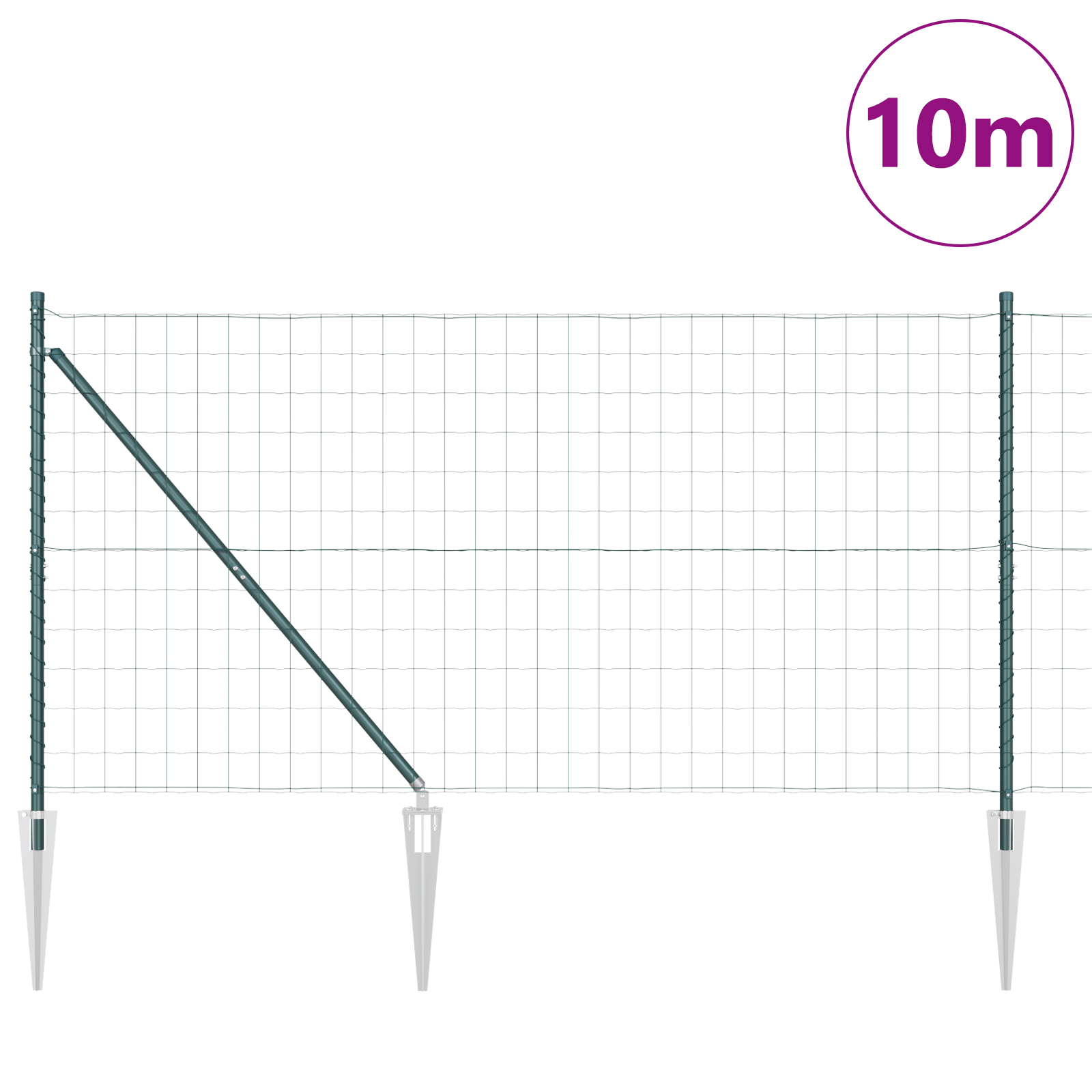 Euro Fence with 7 Spike Posts 1.2x10 m Galvanised Steel Green - Image 3
