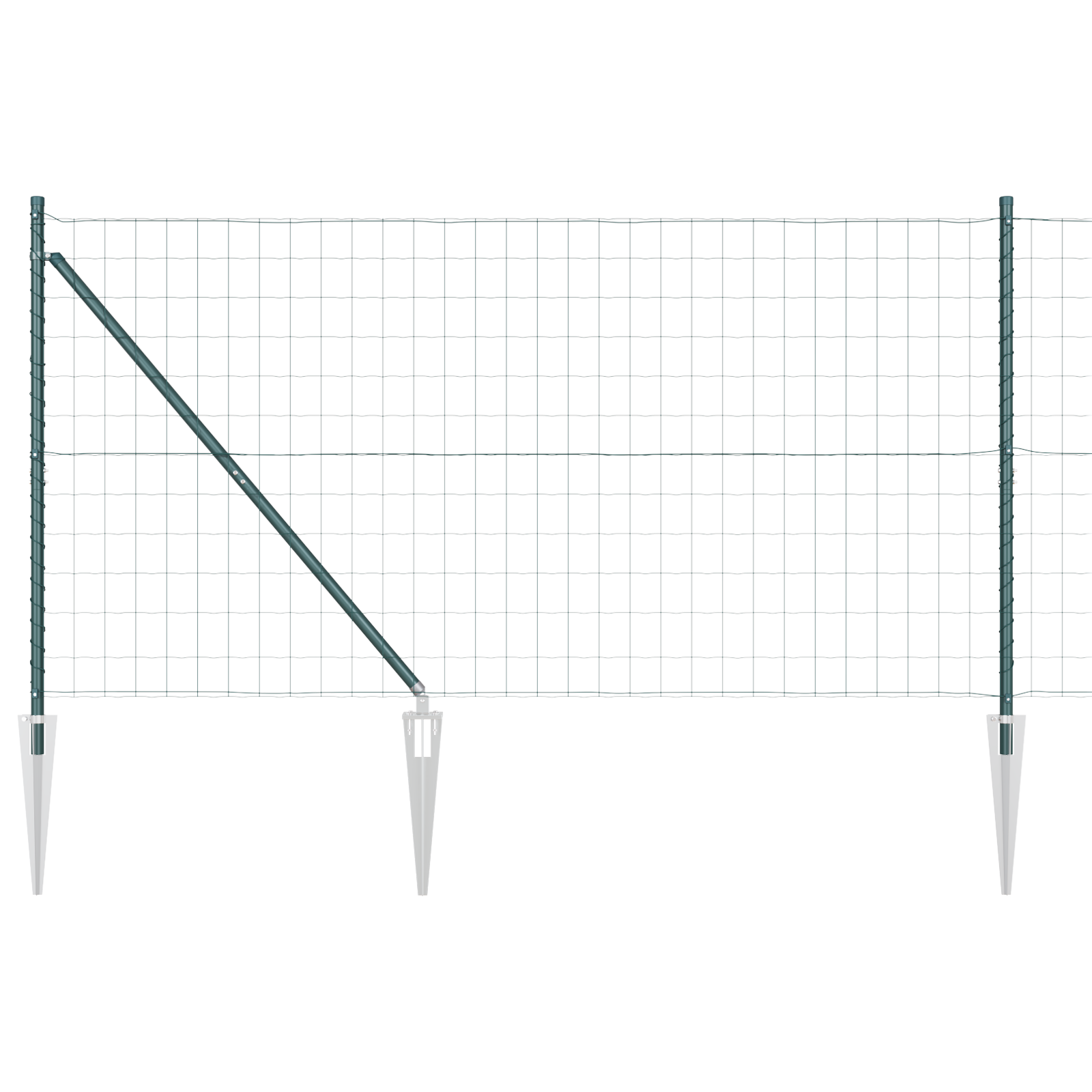 Euro Fence with 7 Spike Posts 1.2x10 m Galvanised Steel Green - Image 2
