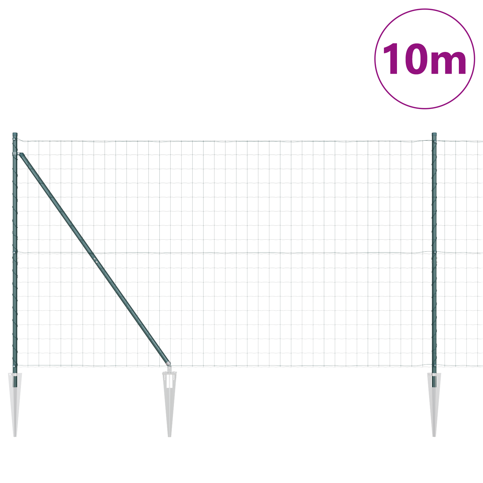 Euro Fence with 7 Spike Posts 1.6x10 m Galvanised Steel Green - Image 3