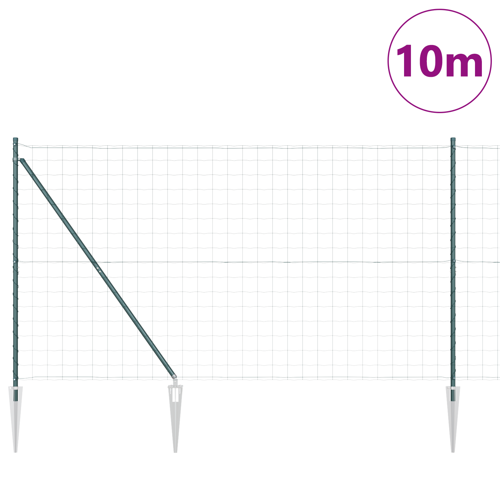 Euro Fence with 7 Spike Posts 1.6x10 m Galvanised Steel Green - Image 3