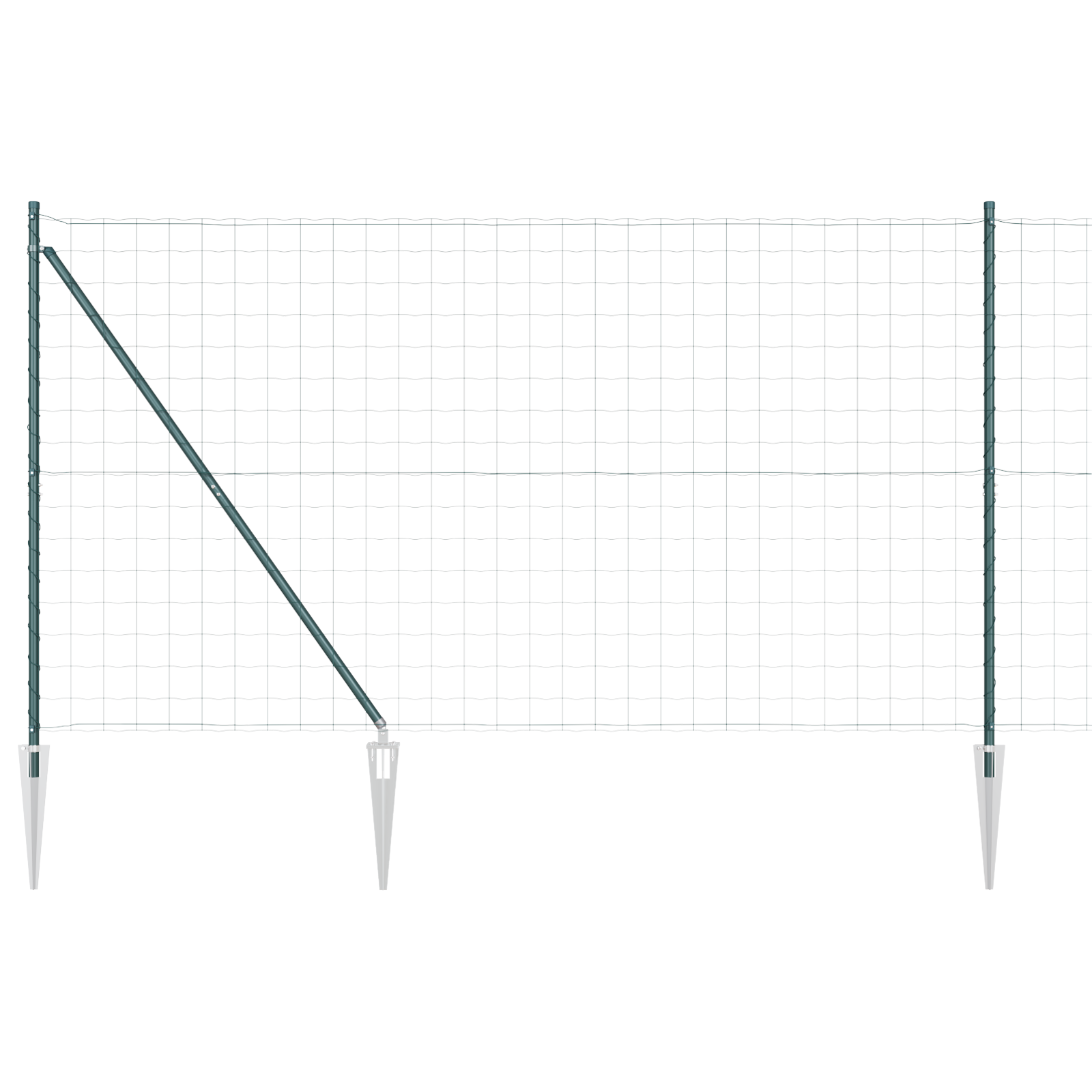 Euro Fence with 7 Spike Posts 1.6x10 m Galvanised Steel Green - Image 2