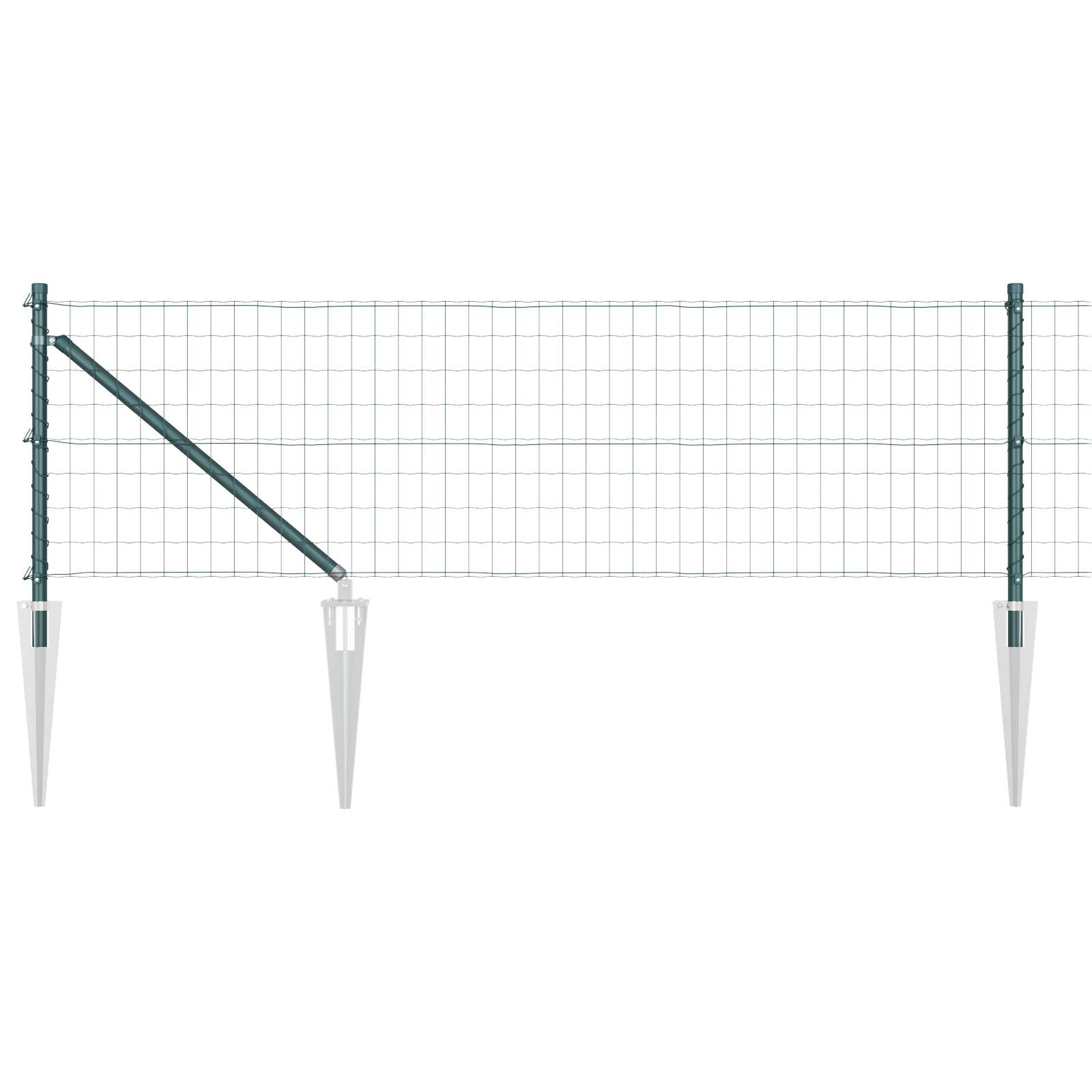 Euro Fence with 13 Spike Posts 0.4x25 m Galvanised Steel Green - Image 2