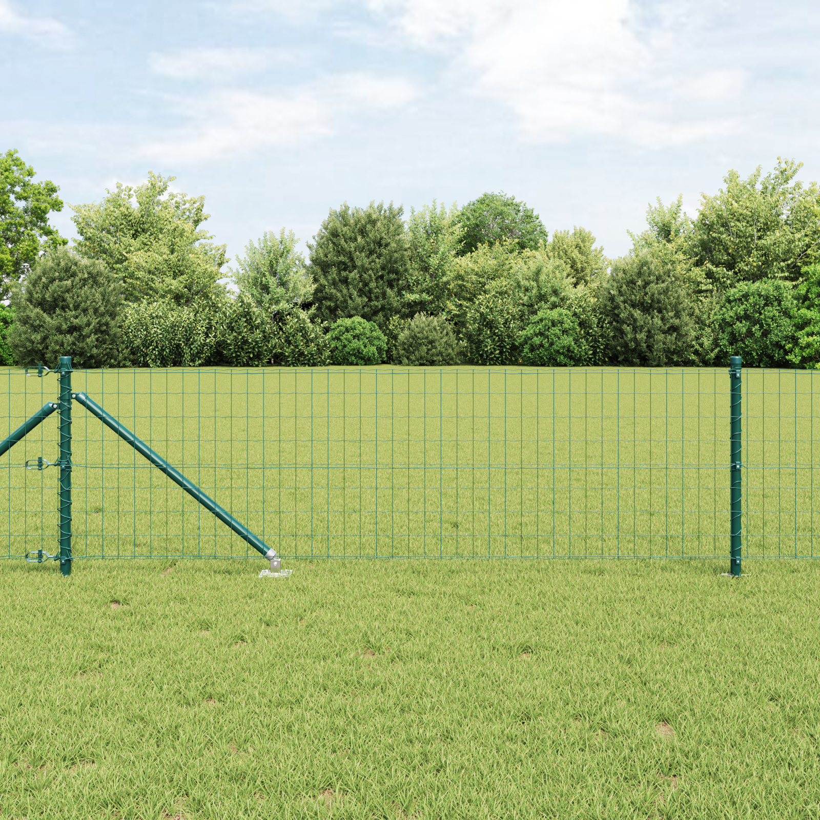 Euro Fence with 13 Spike Posts 0.4x25 m Galvanised Steel Green