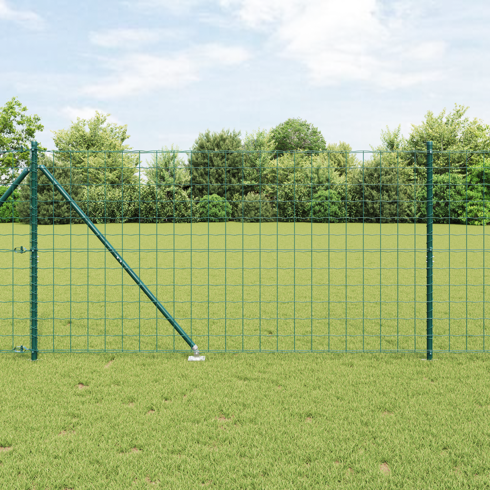 Euro Fence with 13 Spike Posts 1.2x25 m Galvanised Steel Green