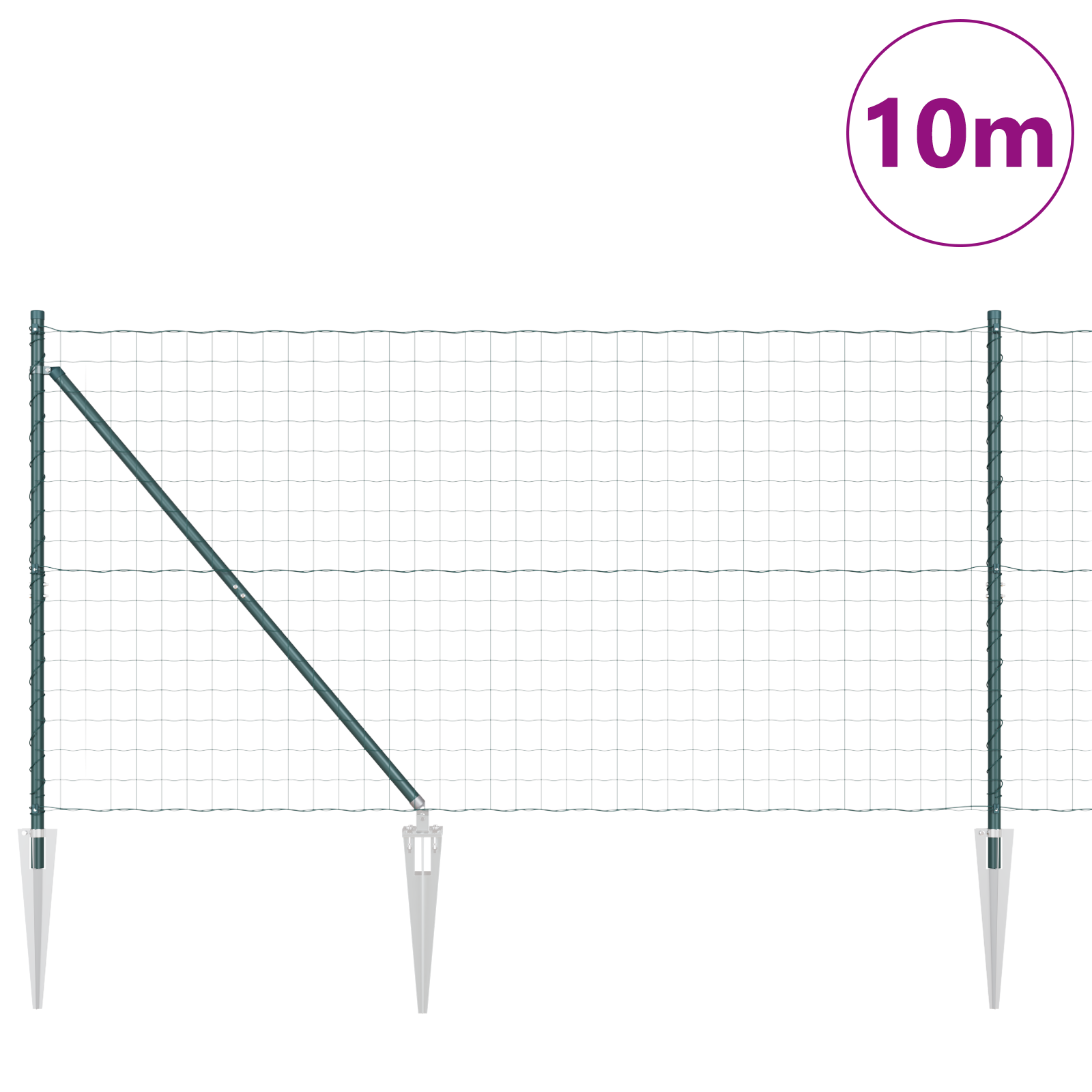 Euro Fence with 7 Spike Posts 1.4x10 m Galvanised Steel Green - Image 3