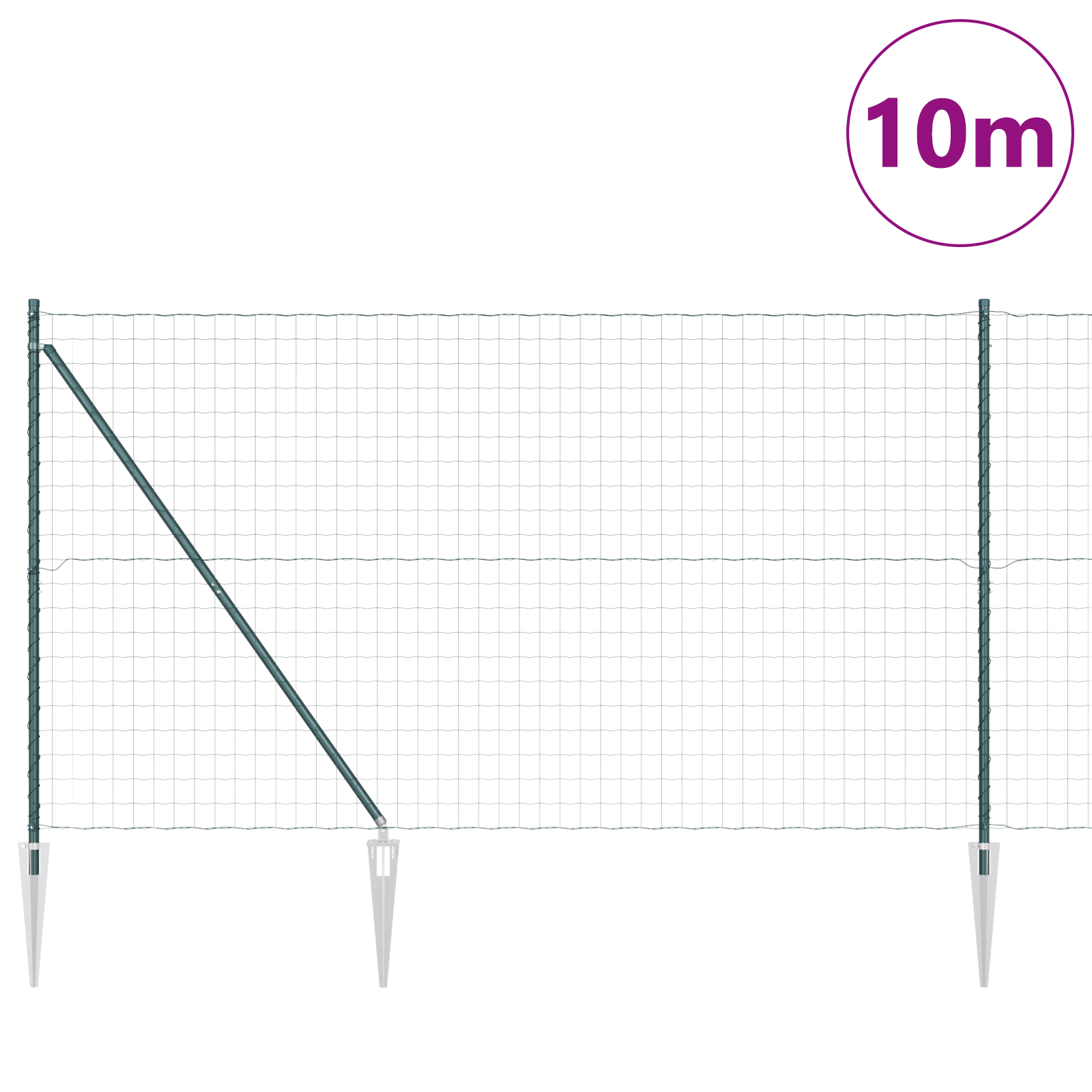 Euro Fence with 7 Spike Posts 1.5x10 m Galvanised Steel Green - Image 3