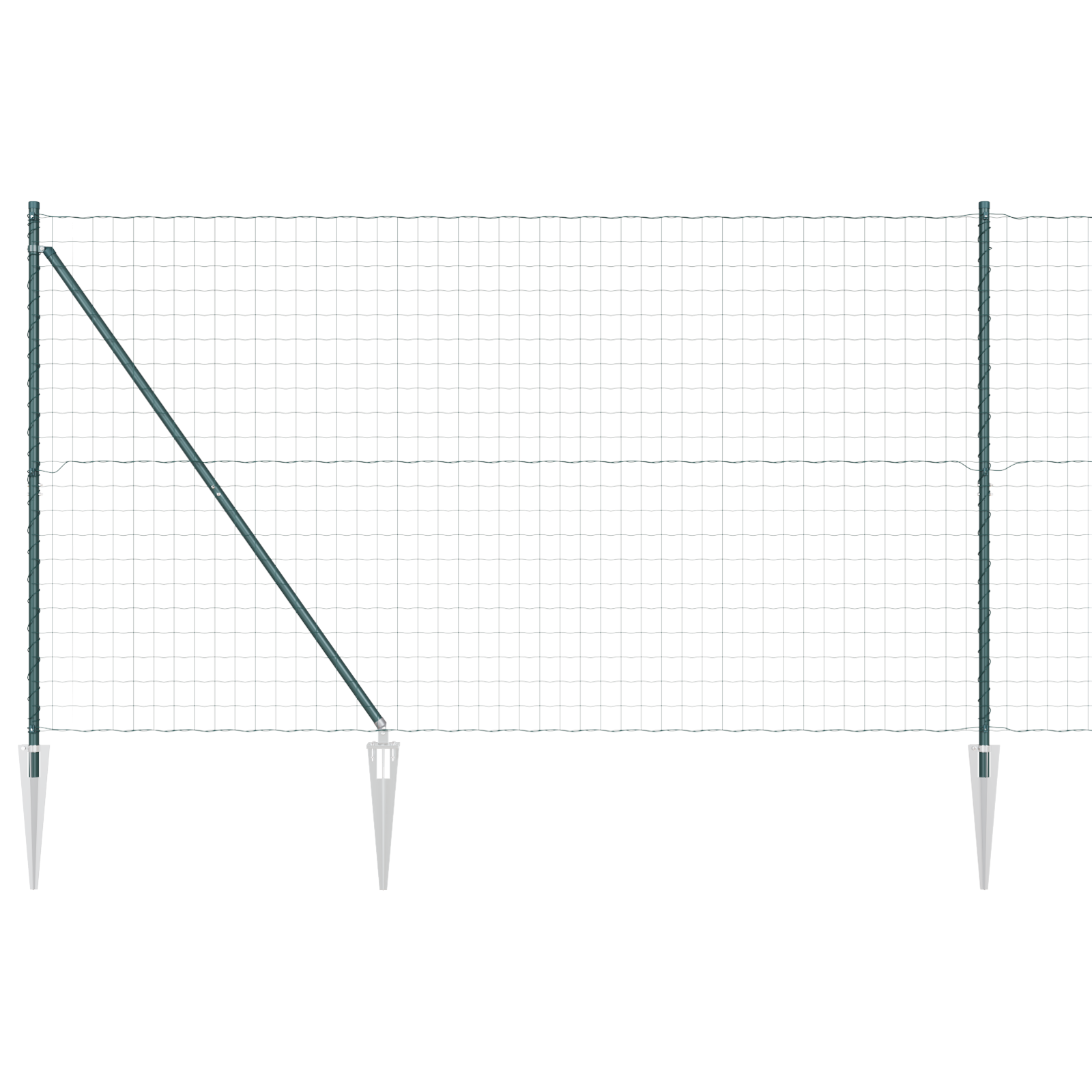 Euro Fence with 7 Spike Posts 1.6x10 m Galvanised Steel Green - Image 2