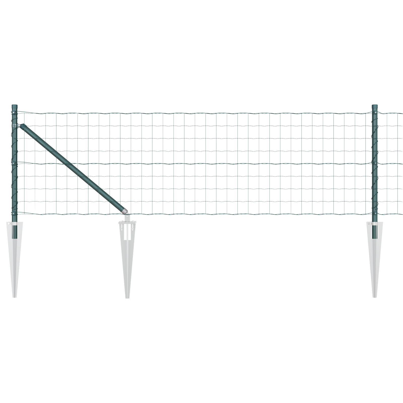 Euro Fence with 13 Spike Posts 0.6x25 m Galvanised Steel Green - Image 2