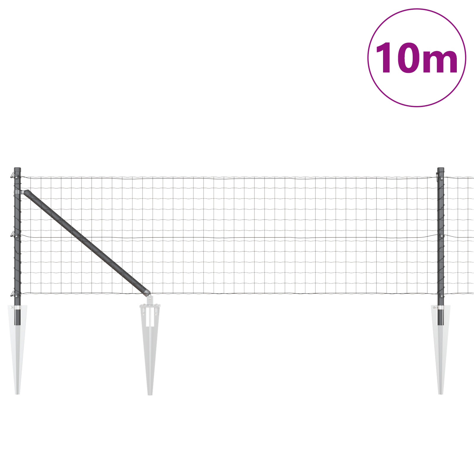 Euro Fence with 7 Spike Posts 0.6x10 m Galvanised Steel Grey - Image 3