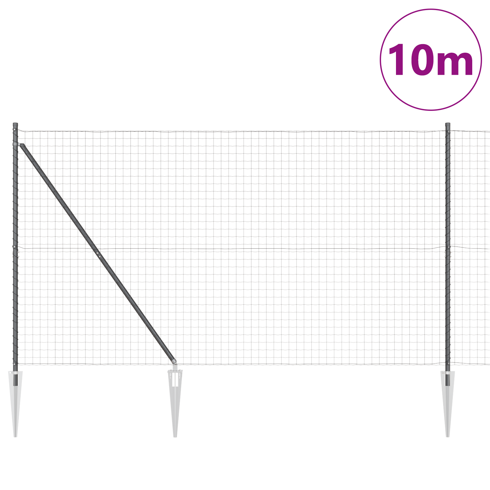 Euro Fence with 7 Spike Posts 1.6x10 m Galvanised Steel Grey - Image 3