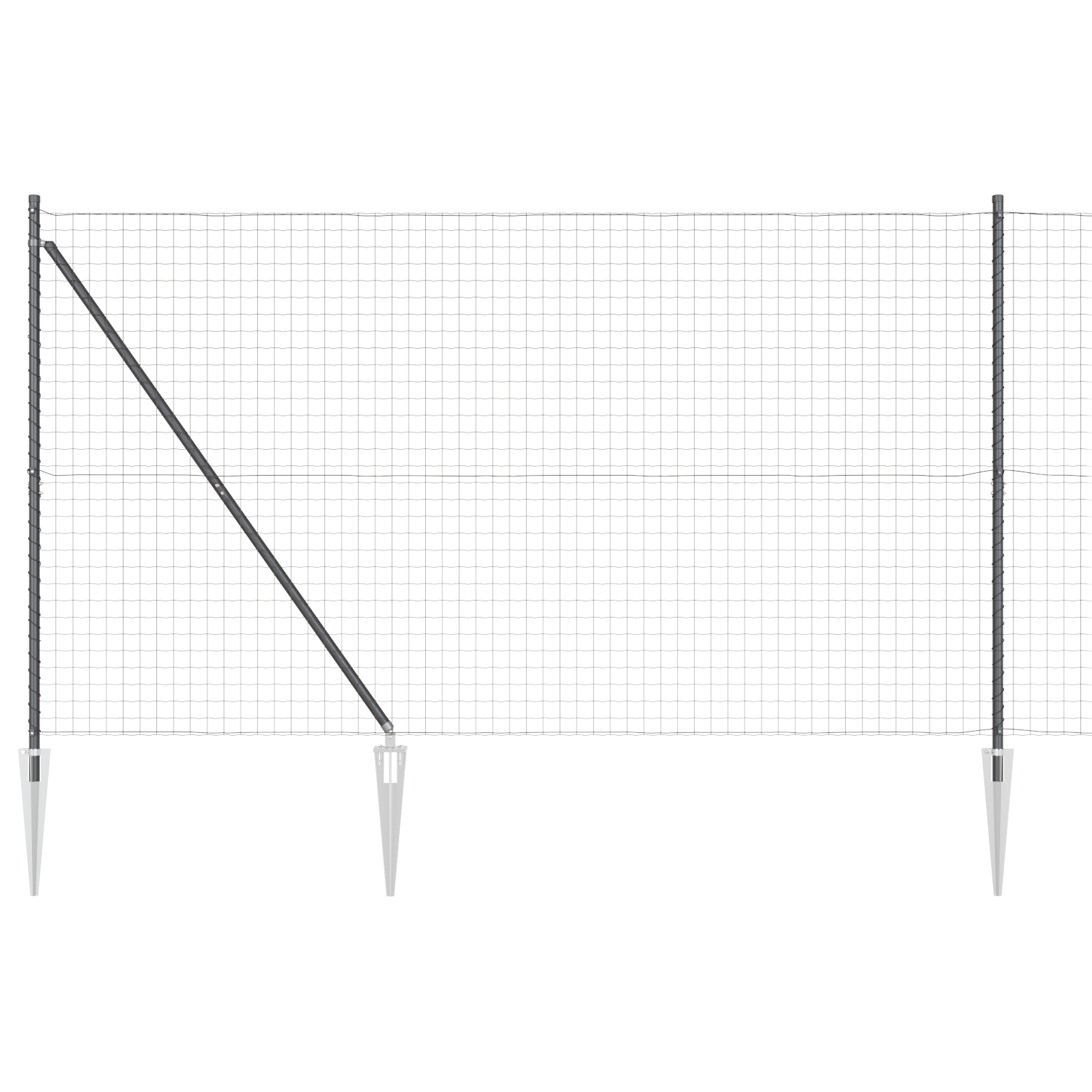 Euro Fence with 7 Spike Posts 1.6x10 m Galvanised Steel Grey - Image 2