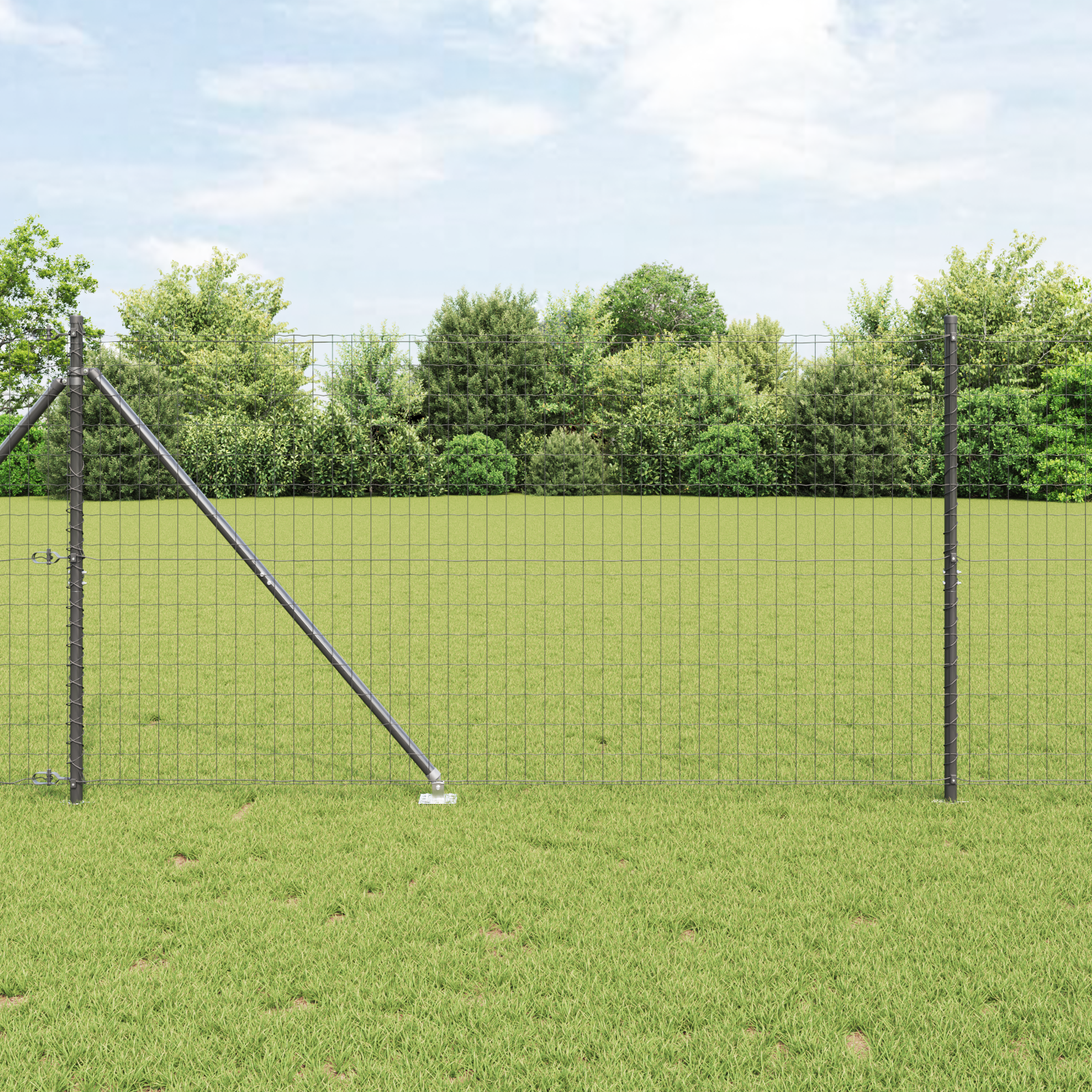 Euro Fence with 7 Spike Posts 1.4x10 m Galvanised Steel Grey