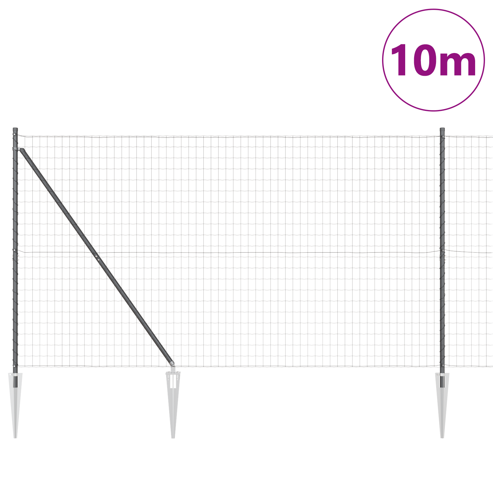 Euro Fence with 7 Spike Posts 1.6x10 m Galvanised Steel Grey - Image 3