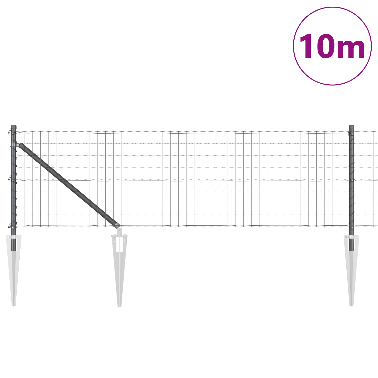 Euro Fence with 7 Spike Posts 0.6x10 m Galvanised Steel Grey - Image 3
