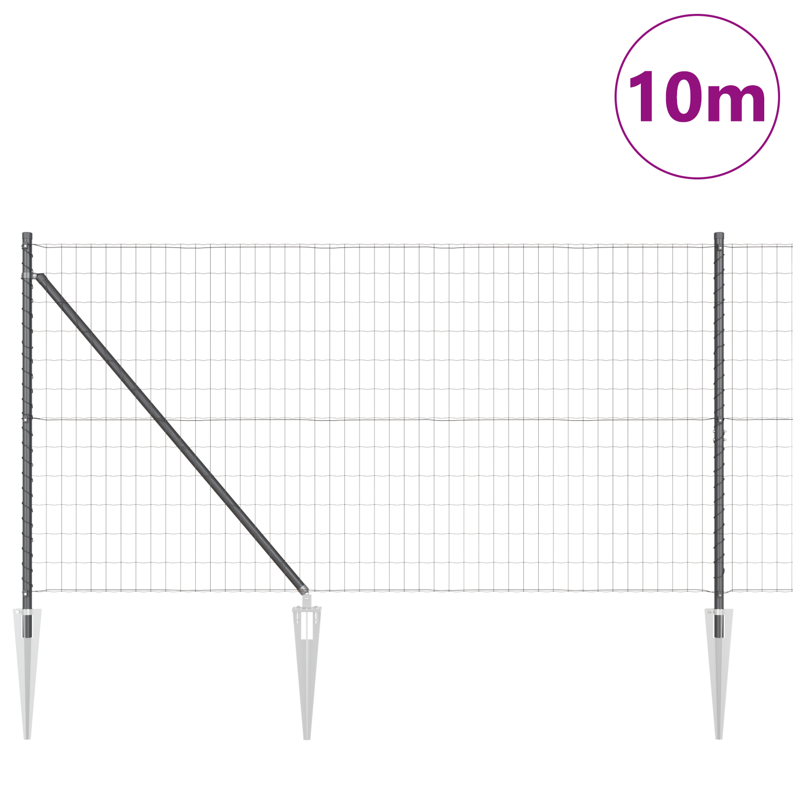 Euro Fence with 7 Spike Posts 1x10 m Galvanised Steel Grey - Image 3