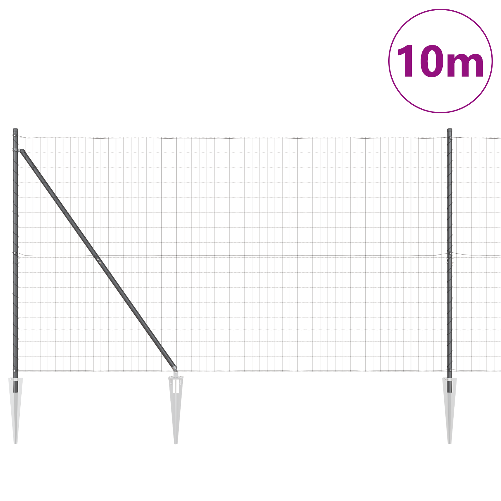 Euro Fence with 7 Spike Posts 1.6x10 m Galvanised Steel Grey - Image 3