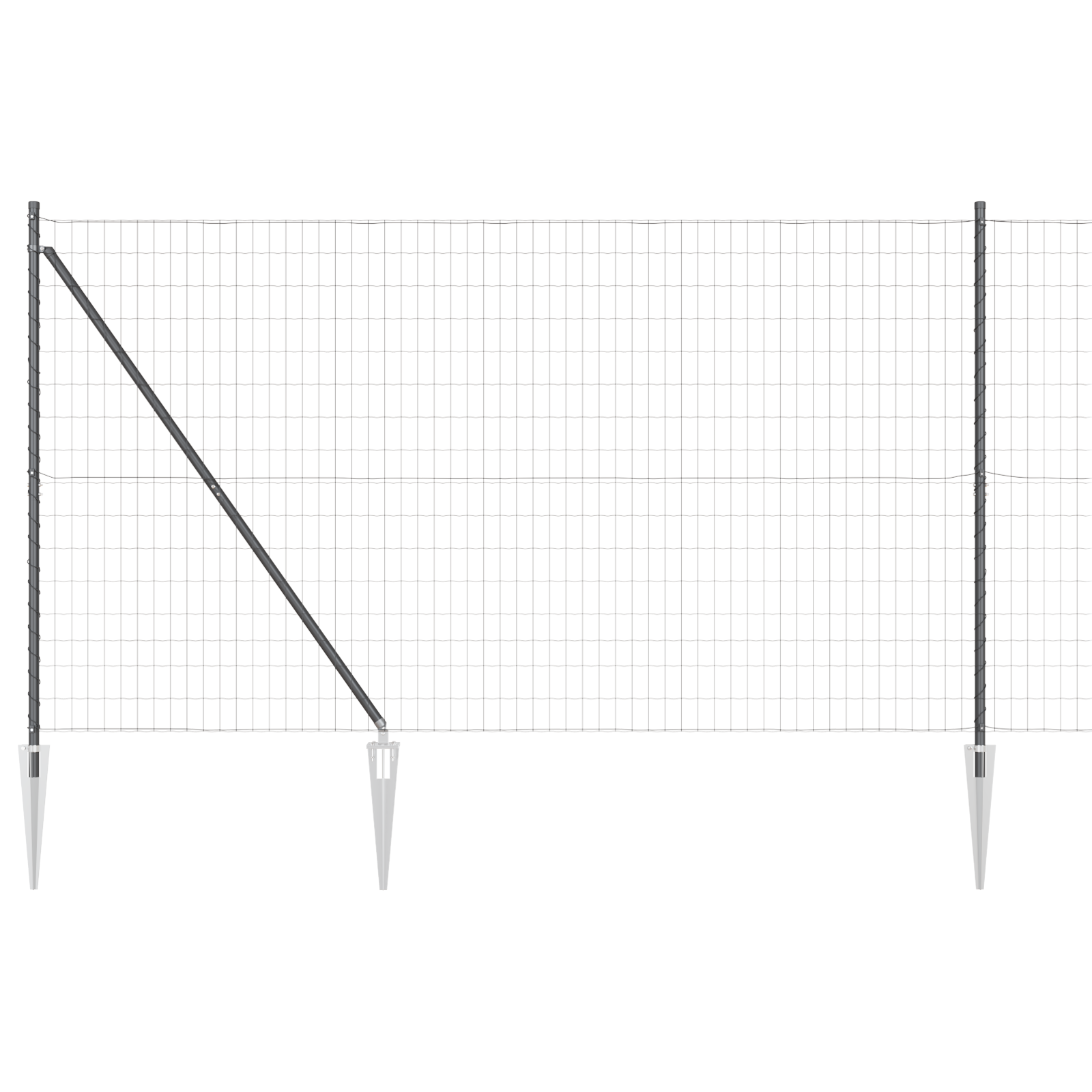 Euro Fence with 7 Spike Posts 1.6x10 m Galvanised Steel Grey - Image 2