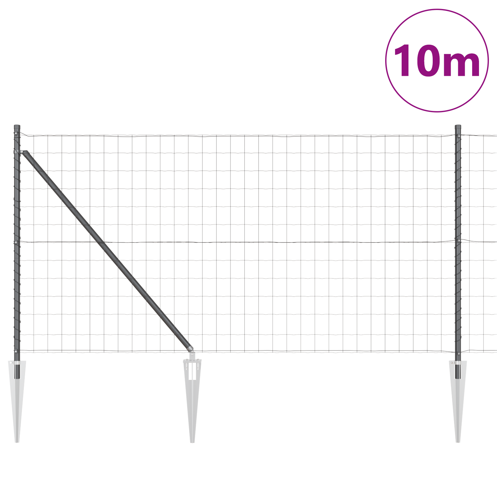 Euro Fence with 7 Spike Posts 1x10 m Galvanised Steel Grey - Image 3