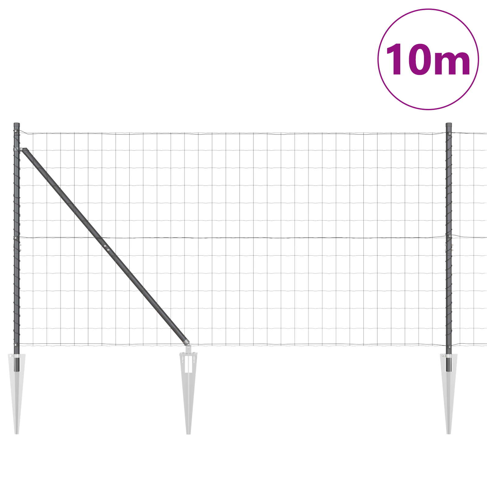 Euro Fence with 7 Spike Posts 1.4x10 m Galvanised Steel Grey - Image 3