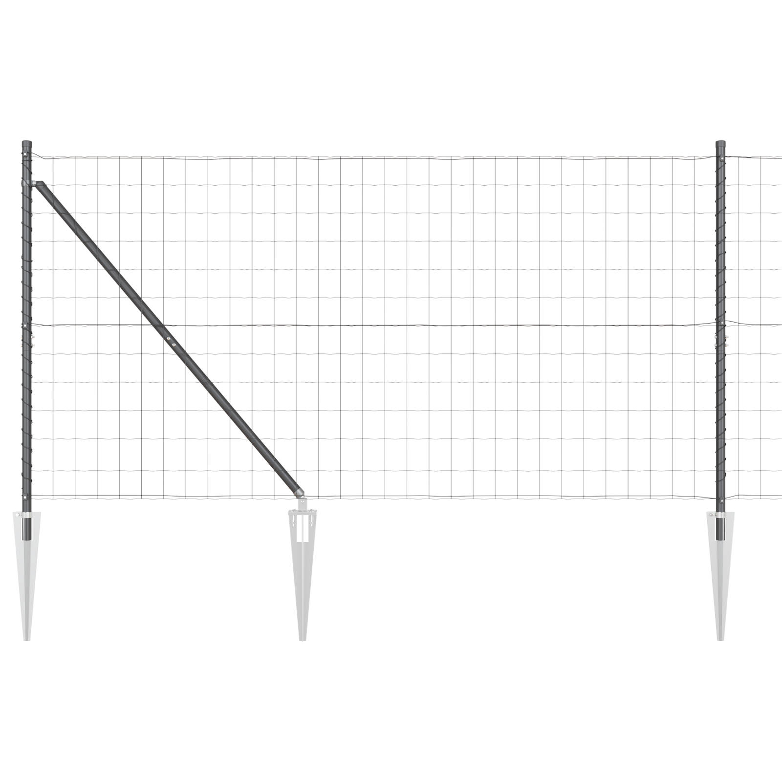 Euro Fence with 7 Spike Posts 1.4x10 m Galvanised Steel Grey - Image 2
