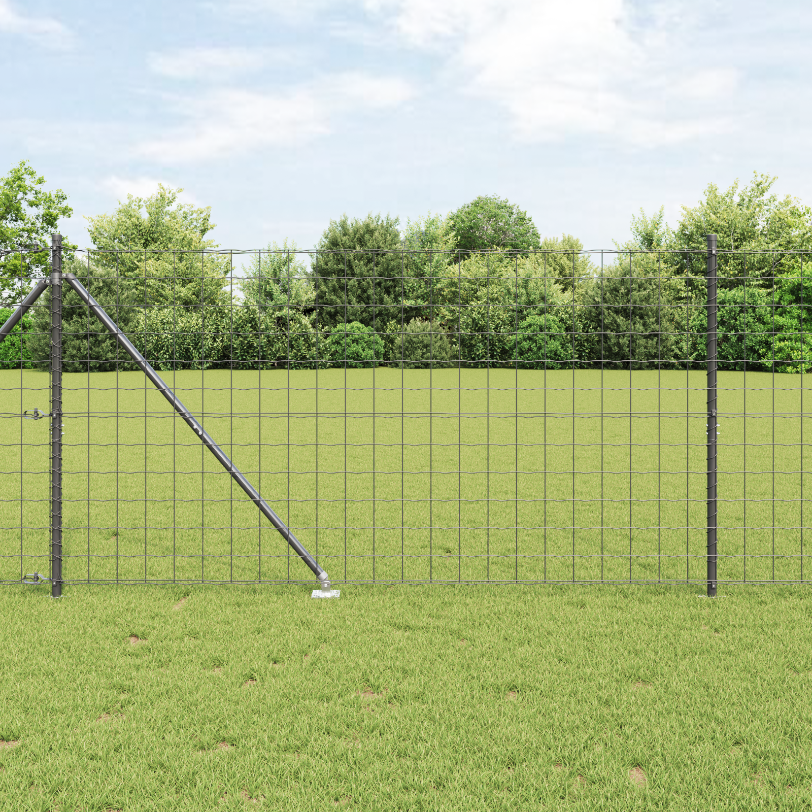 Euro Fence with 7 Spike Posts 1.4x10 m Galvanised Steel Grey