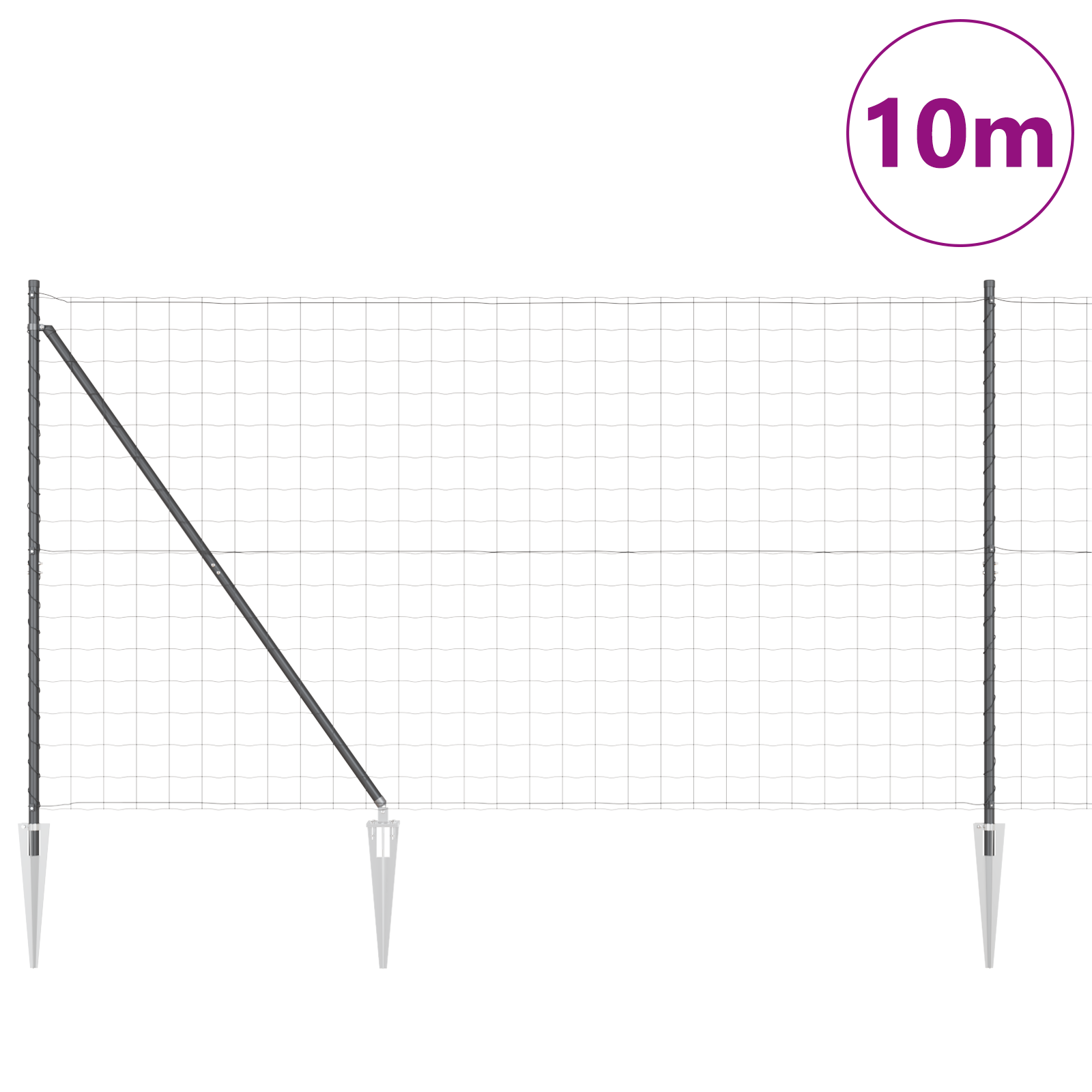 Euro Fence with 7 Spike Posts 1.6x10 m Galvanised Steel Grey - Image 3