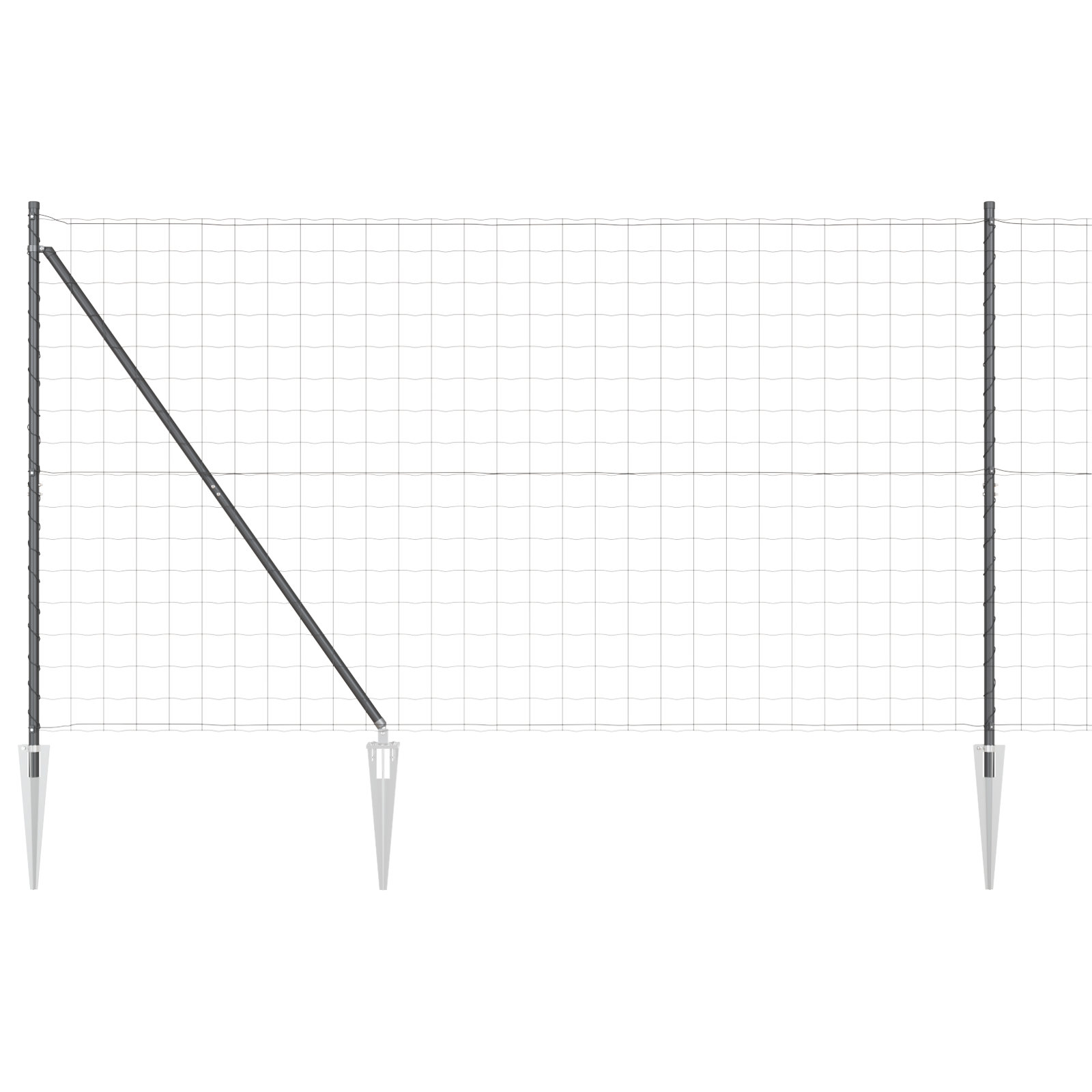Euro Fence with 7 Spike Posts 1.6x10 m Galvanised Steel Grey - Image 2