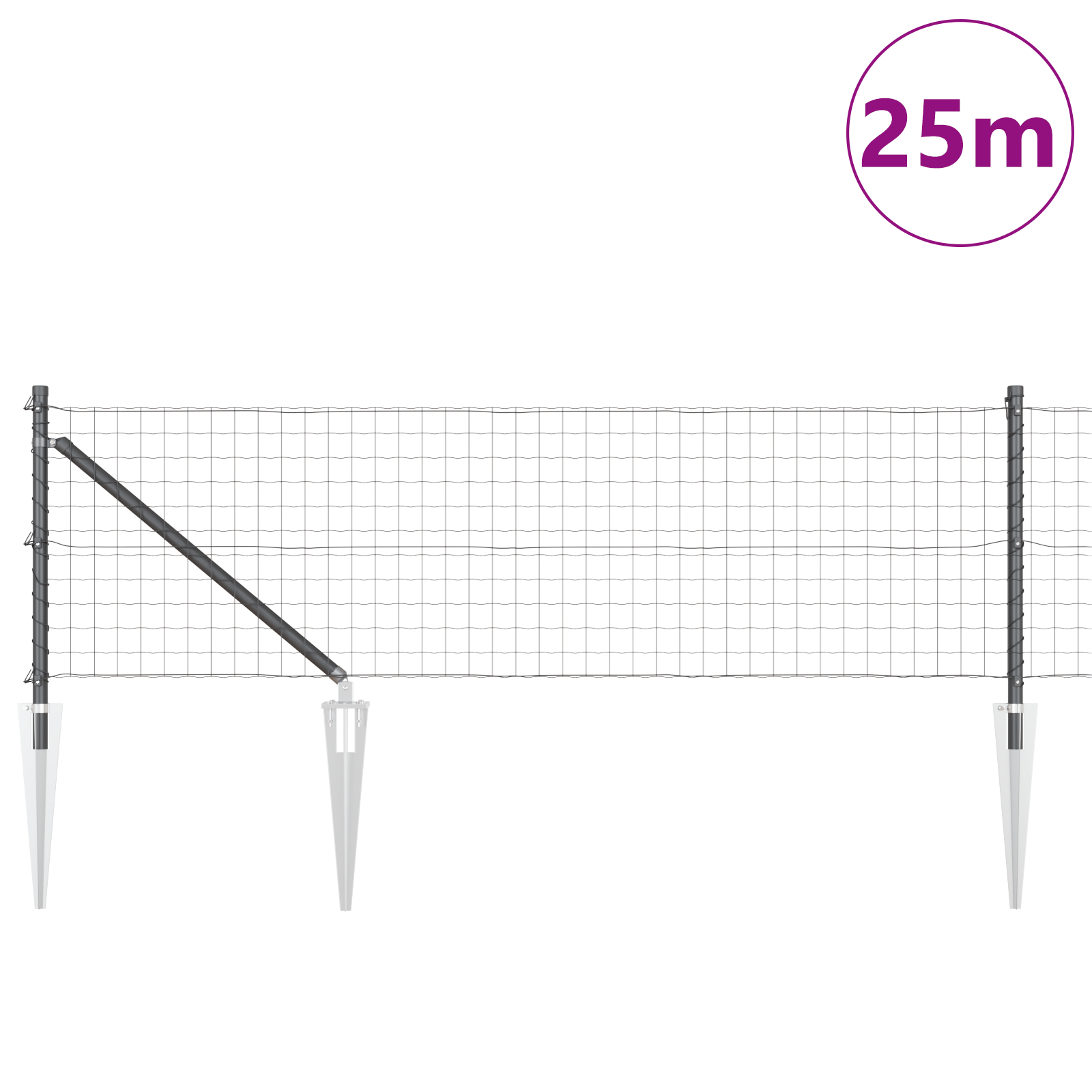 Euro Fence with 13 Spike Posts 0.4x25 m Galvanised Steel Grey - Image 3