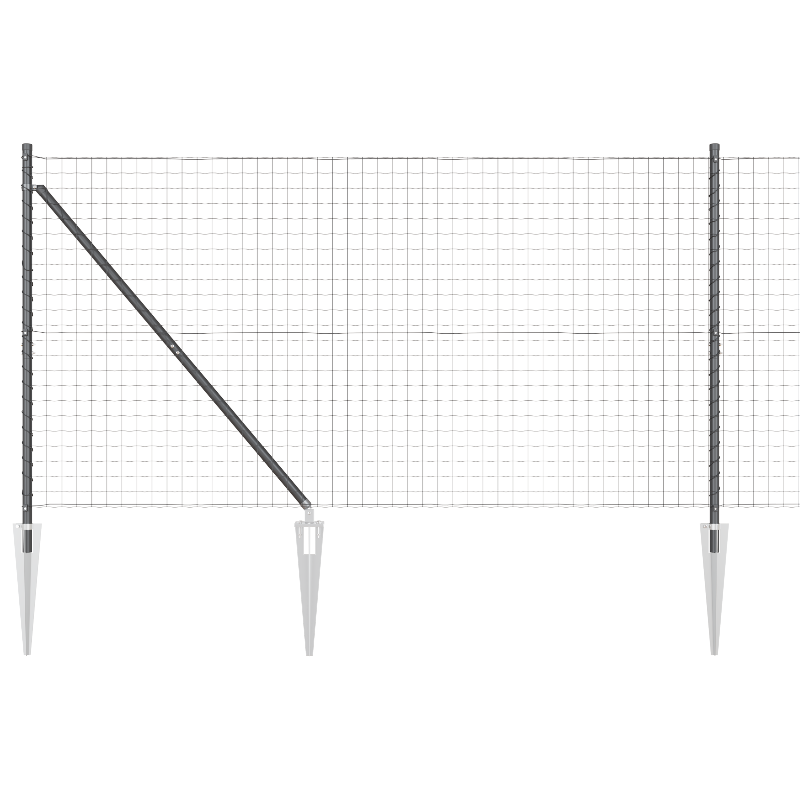 Euro Fence with 13 Spike Posts 1.2x25 m Galvanised Steel Grey - Image 2