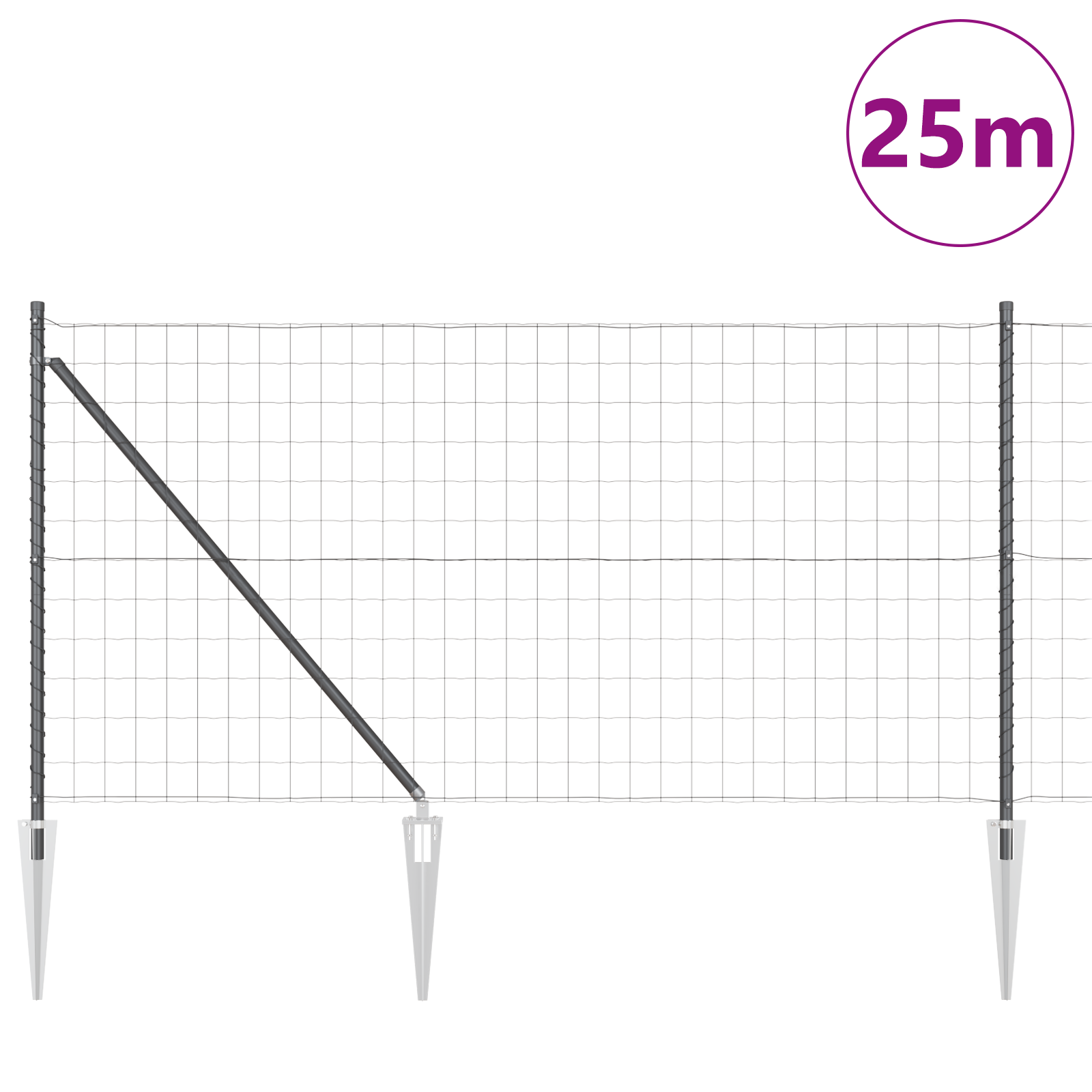 Euro Fence with 13 Spike Posts 1x25 m Galvanised Steel Grey - Image 3