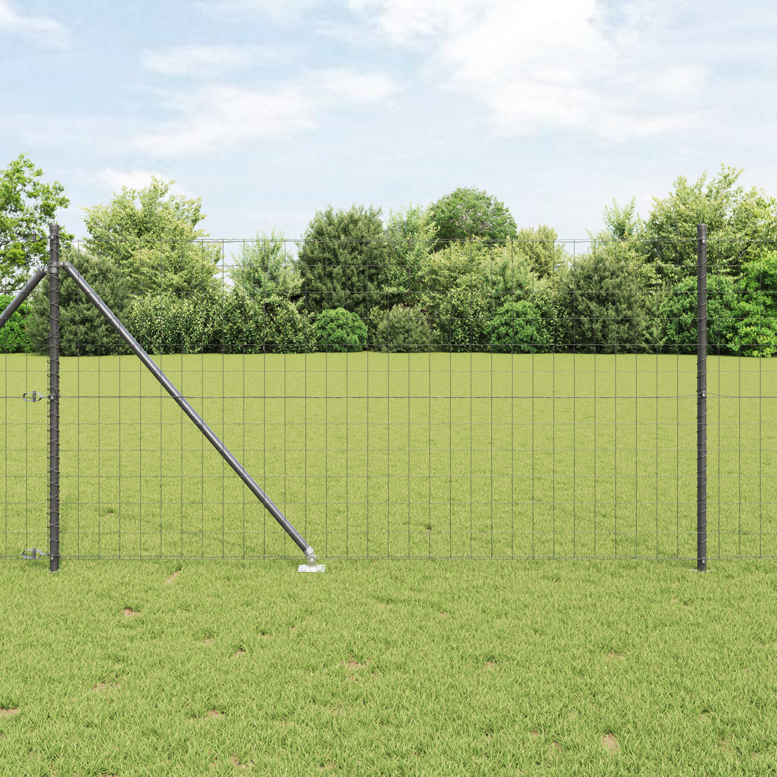 Euro Fence with 13 Spike Posts 1x25 m Galvanised Steel Grey