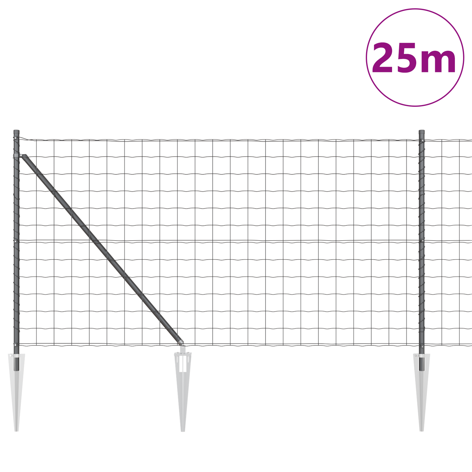 Euro Fence Set of 2 Grey Metal 25 x 1 m Durable Euro Fence - Image 3