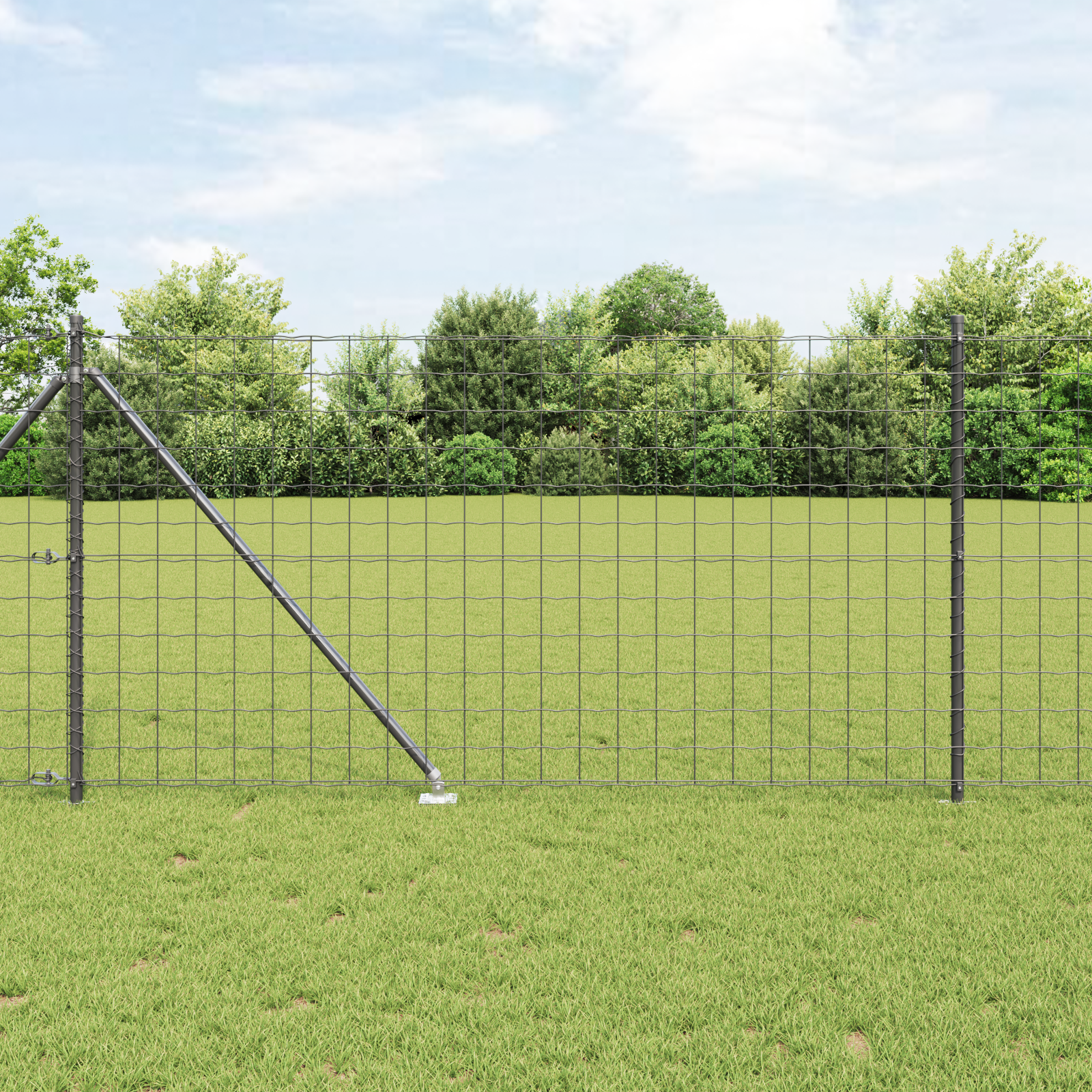 Euro Fence Set of 2 Grey Metal 25 x 1 m Durable Euro Fence