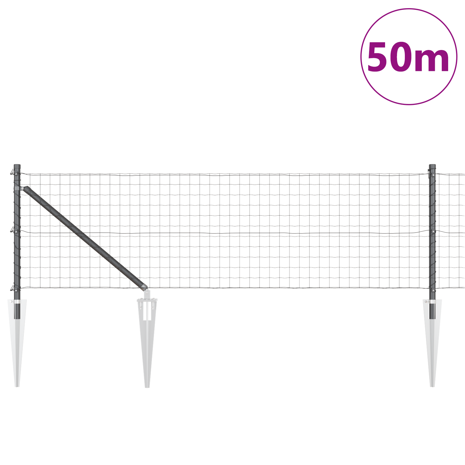 Euro Fence with 13 Spike Posts 0.4x50 m Galvanised Steel Grey - Image 3