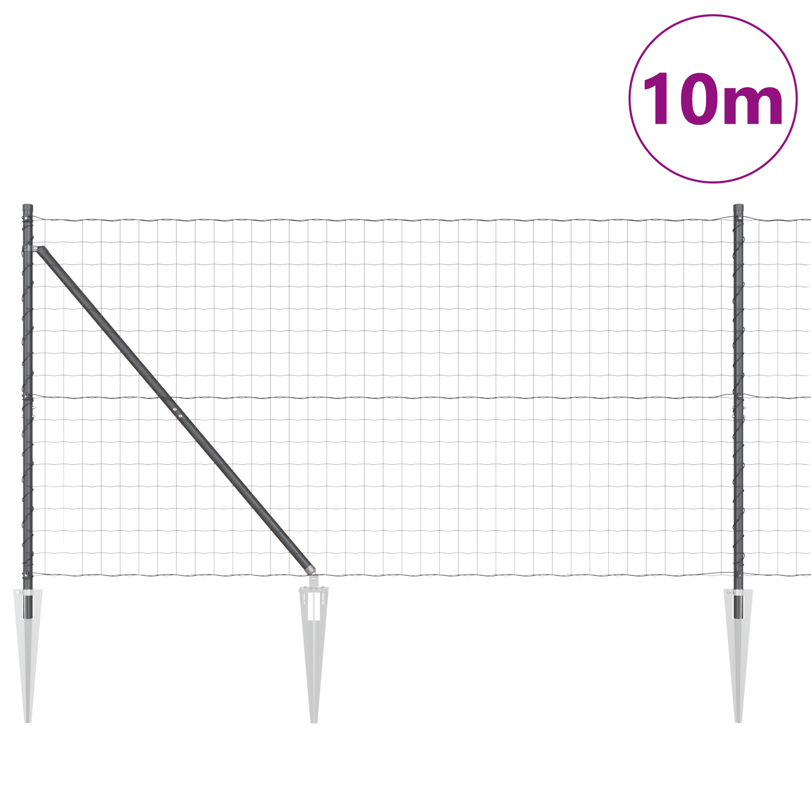 Euro Fence with 7 Spike Posts 1.2x10 m Galvanised Steel Grey - Image 3