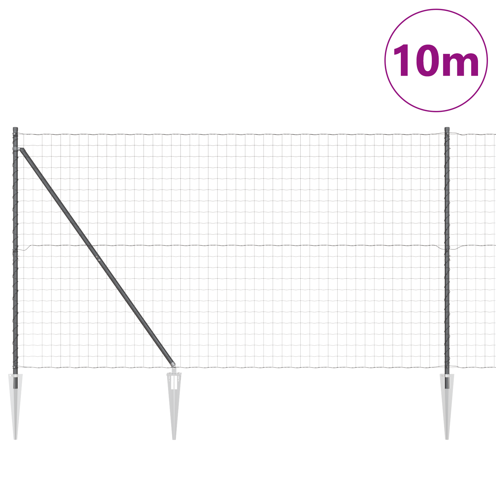 Euro Fence with 7 Spike Posts 1.6x10 m Galvanised Steel Grey - Image 3