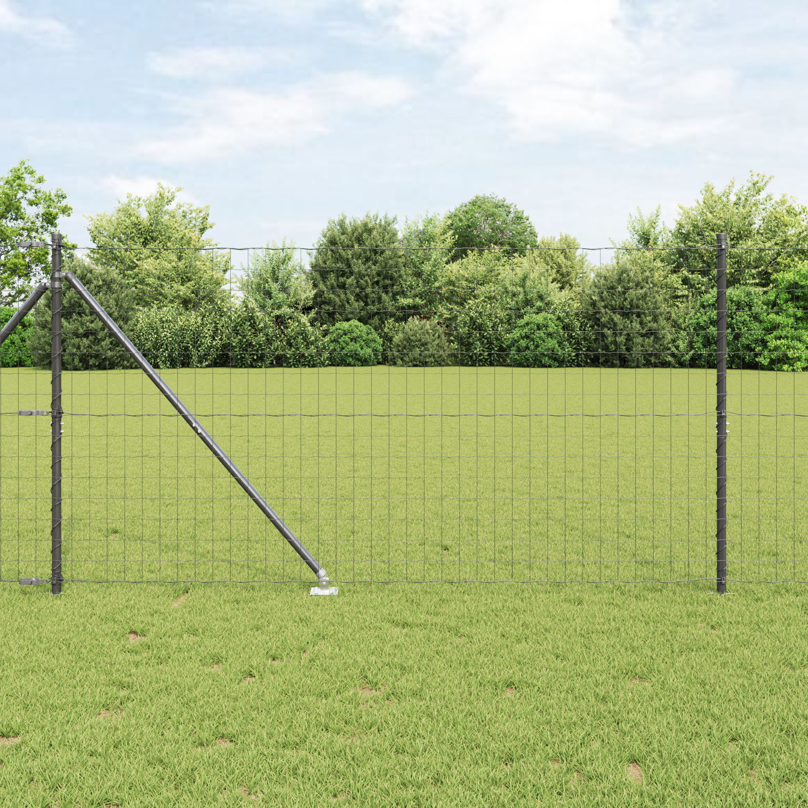 Euro Fence with 13 Spike Posts 1.2x25 m Galvanised Steel Grey