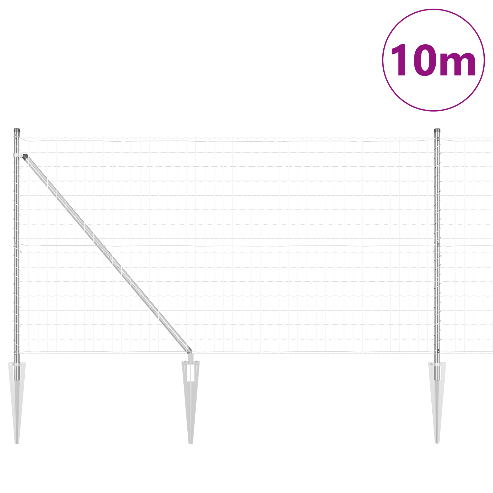 Euro Fence with 7 Spike Posts 1x10 m Galvanised Steel - Image 3