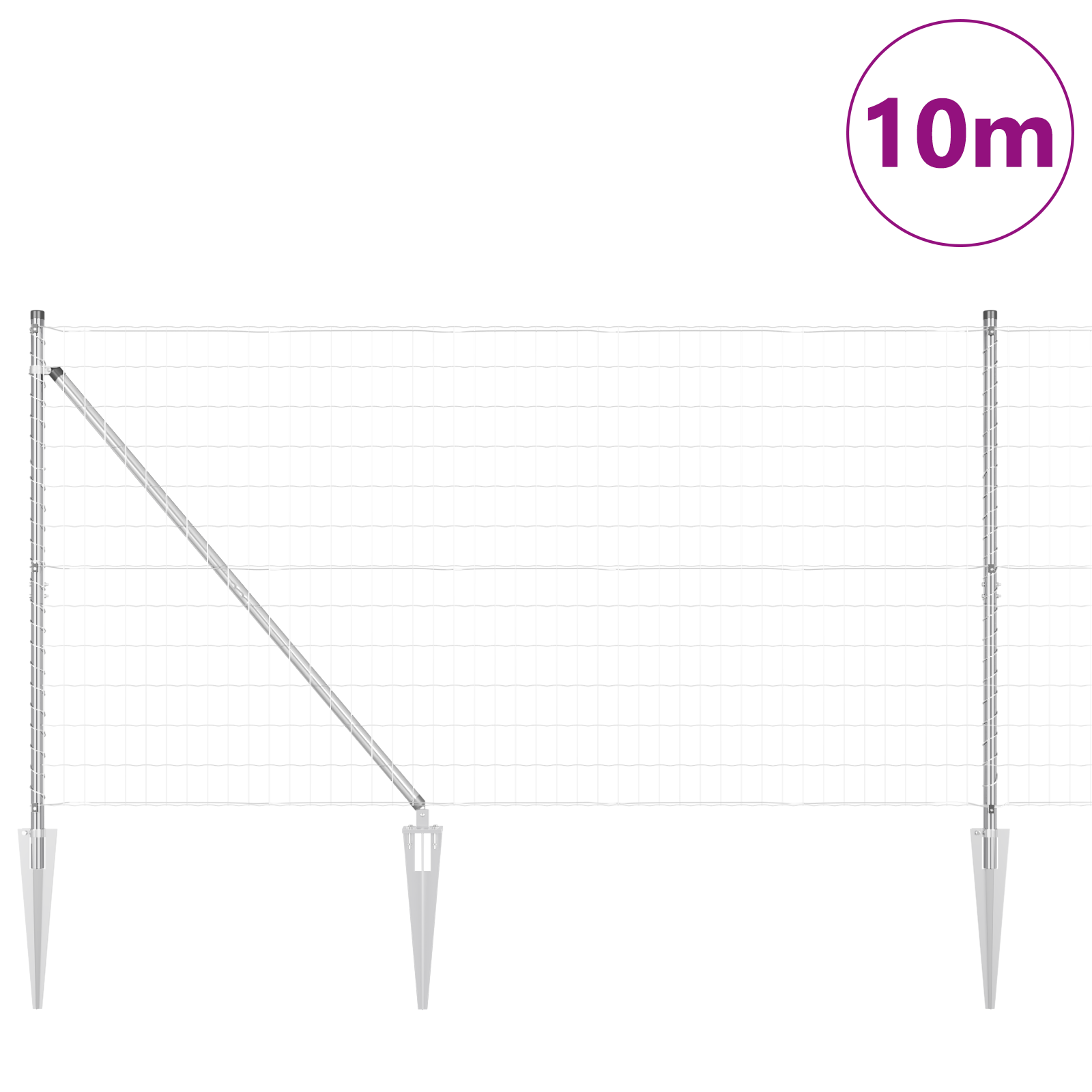 Euro Fence with 7 Spike Posts 1.4x10 m Galvanised Steel - Image 3