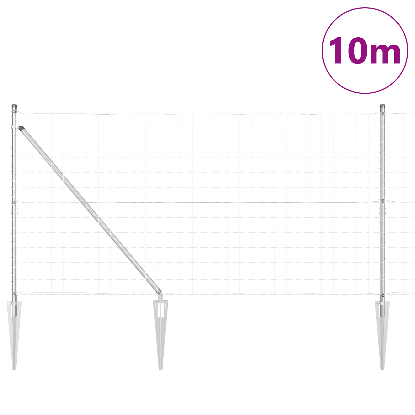 Euro Fence with 7 Spike Posts 1.2x10 m Galvanised Steel - Image 3