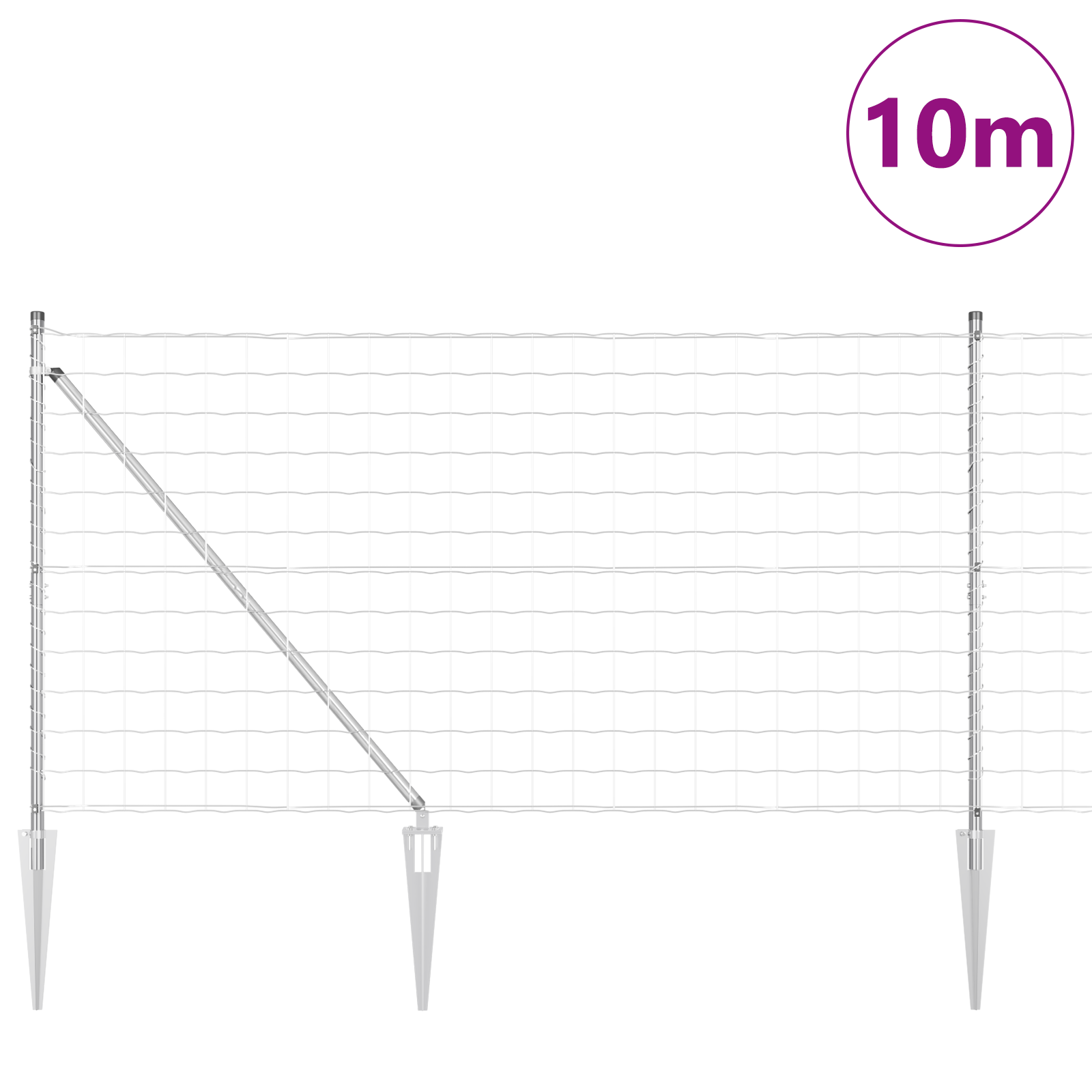 Euro Fence with 7 Spike Posts 1.2x10 m Galvanised Steel - Image 3